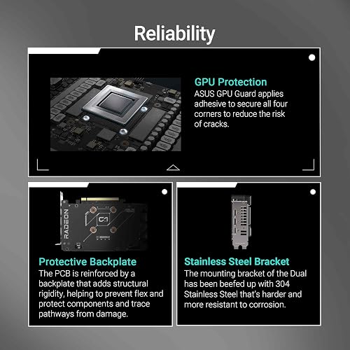 ASUS Dual Radeon RX 9060 XT Carte Graphique GDDR6 16 Go (PCIe 5.0, HDMI 2.1b, DisplayPort 2.1a, Design à Fente 2,5, Conception axiale-Tech, Technologie 0dB, etc.) - 4