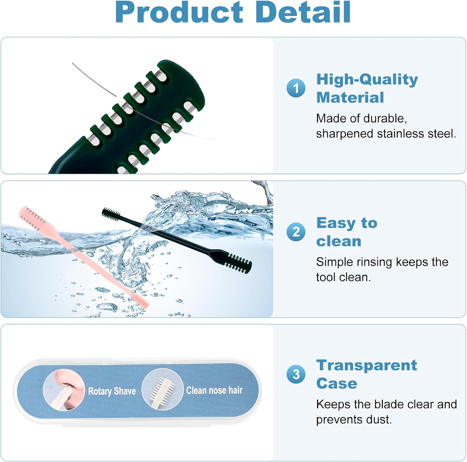 5PCS 2-in-1 Nasal Hair Cutter, Upgrade Manual Double Sided Nose Hair Trimmer Cutter for Women and Men 360°Rotating Nose Hair Remover Grooming Tool knife Razor Portable Nostril hair kit (Dark Green) image 4