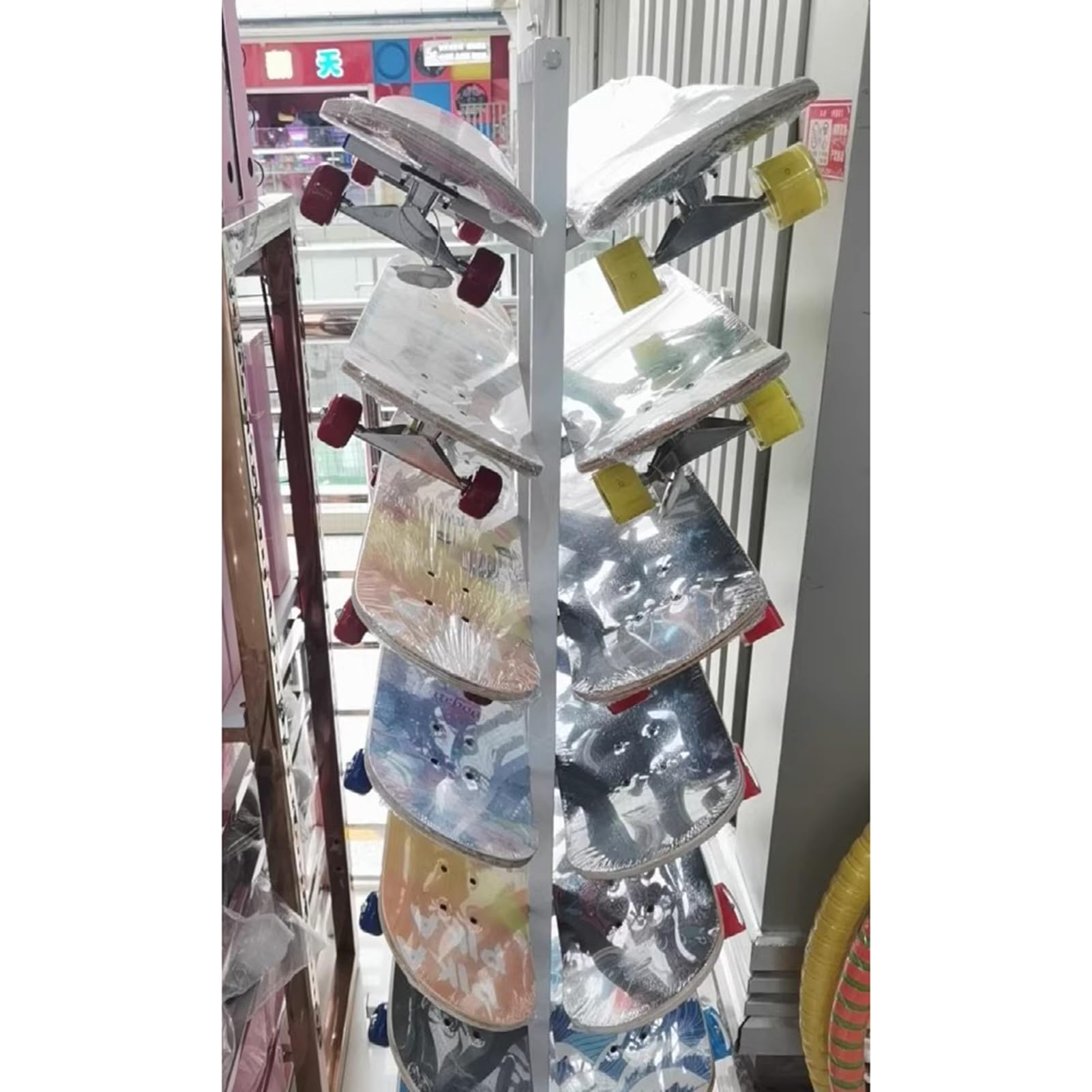 Skateboard Racks Organizador para Guardar Esterillas De Yoga En Suelo Multi-Capa De Metal Home Gym Soporte De Exhibición para Snowboard Longboard Tabla De Surf con Capacidad para 14 Monopatines
