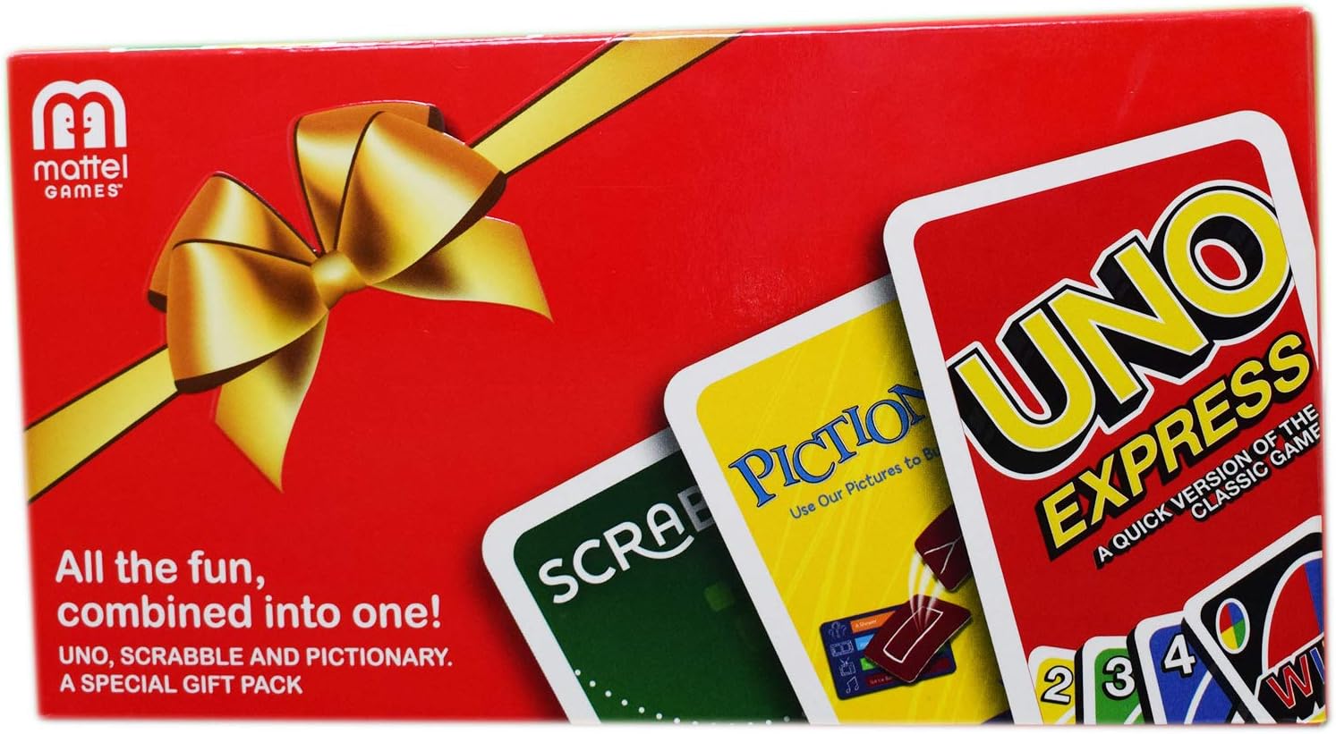Cards Gift Pack - Uno Express, Pictionary and Scarbble Card Games - All in One, Pack of 3