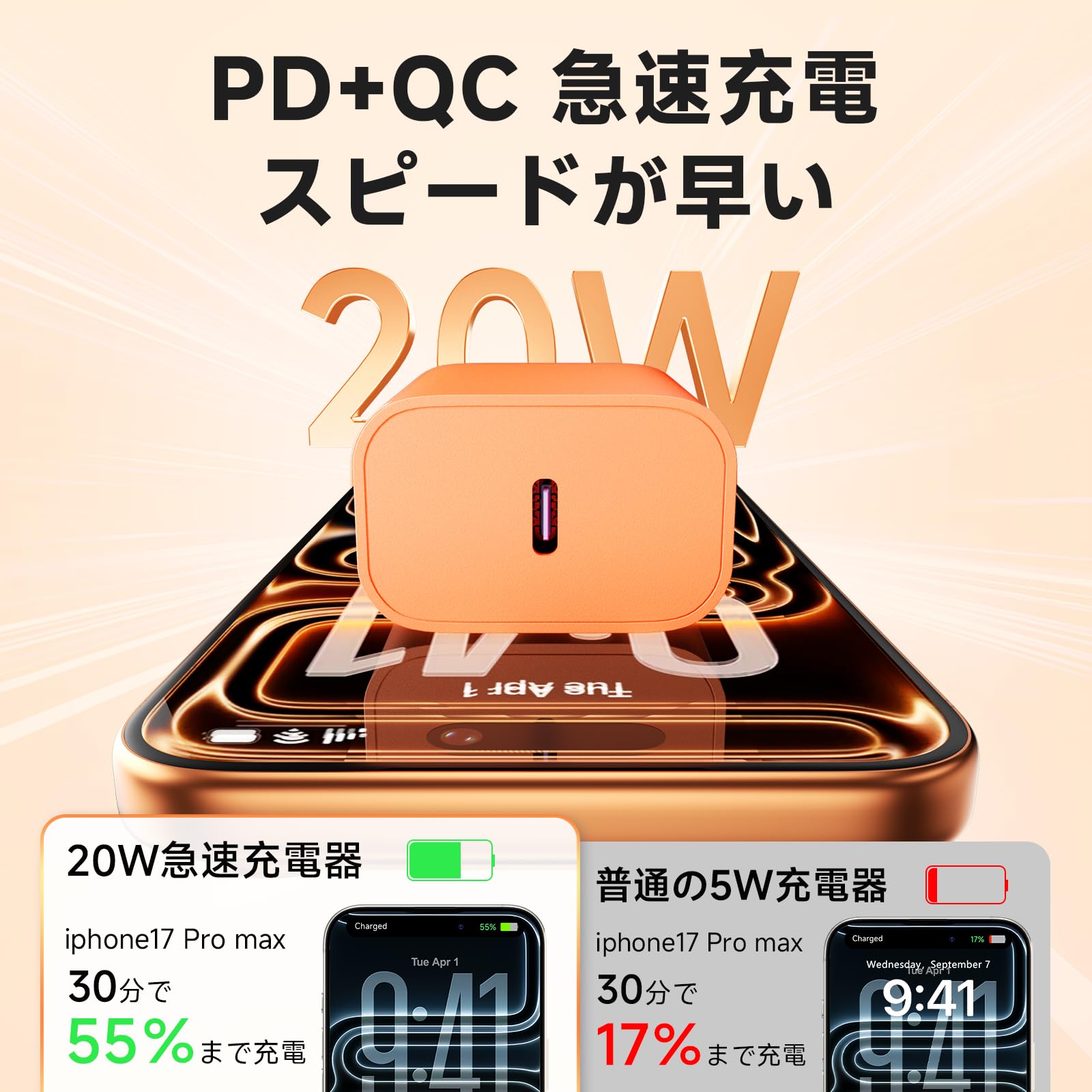 Amazon | For iphone17-充電器-タイプc 20W-PD-急速充電器 USB-C [2個