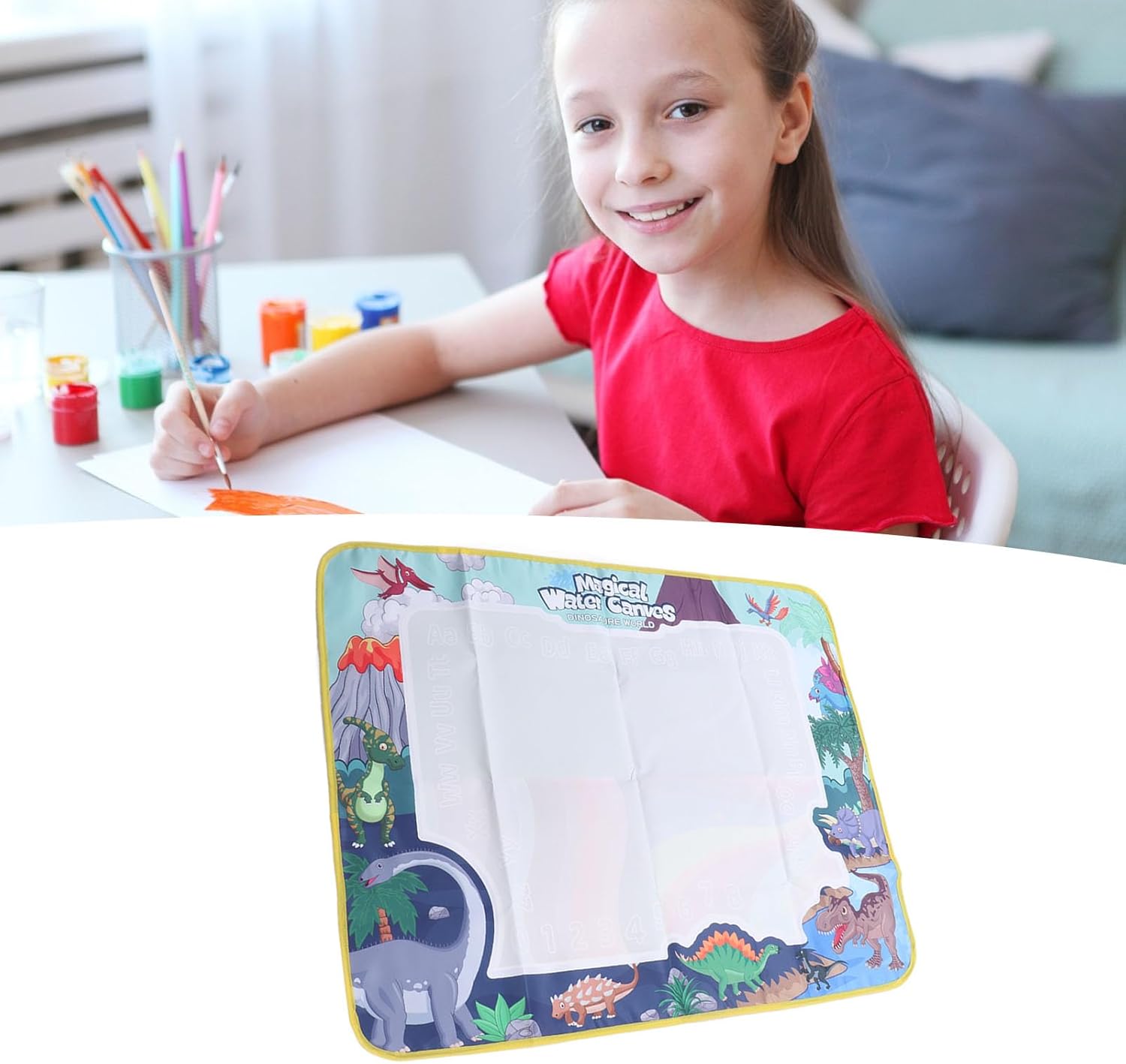 Animal Water Doodle Mat, Early Educational Water Doodle Mat Painting Luminous Safety for Daily Life (Dinosaur)