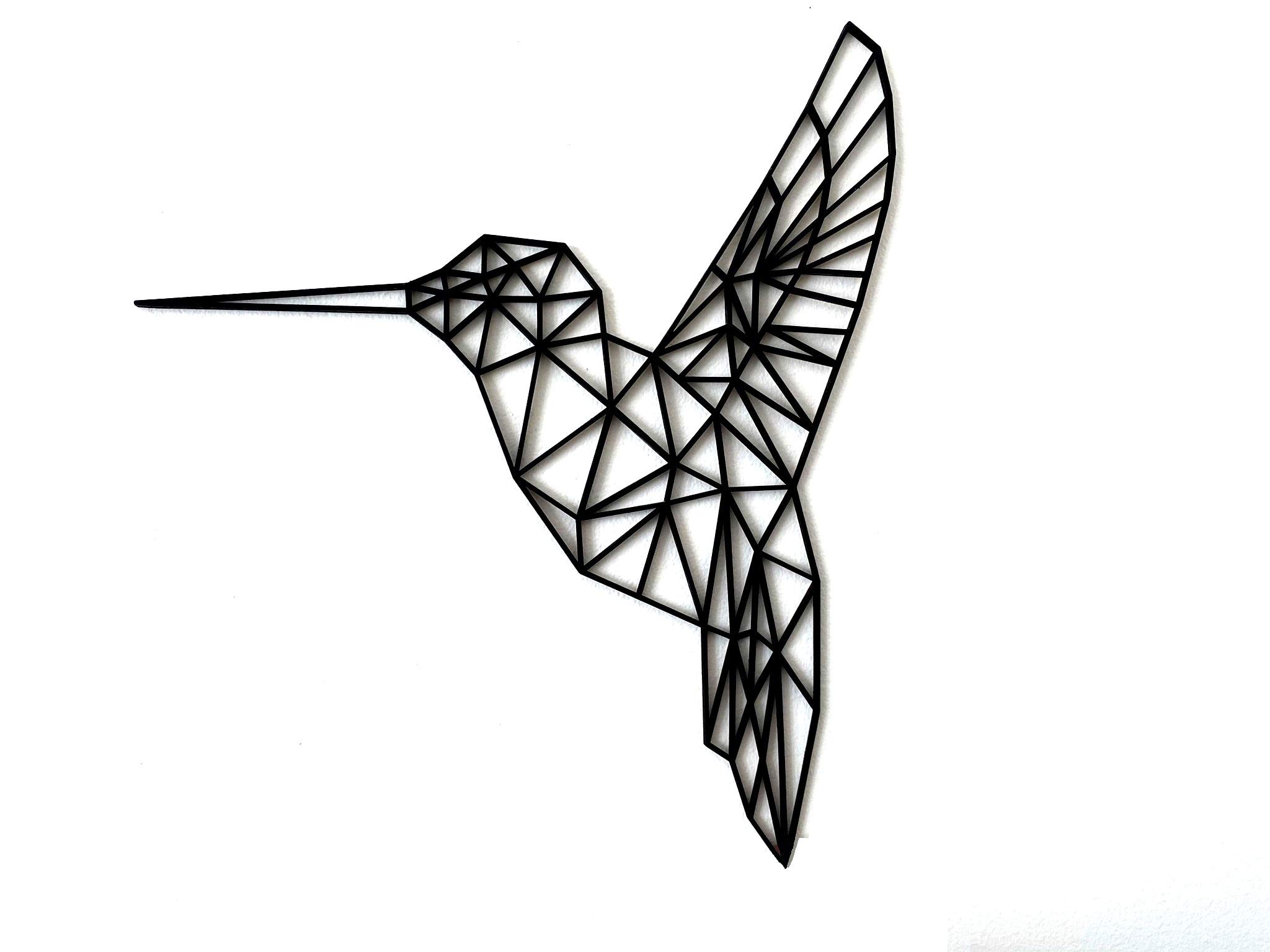 Pet-Jos Colibrí 33 cm decoración de pared de madera decoración de pared colibrí colibrí decoración de pared arte de pared adornos geométricos minimalista arte de pared decoración colgante