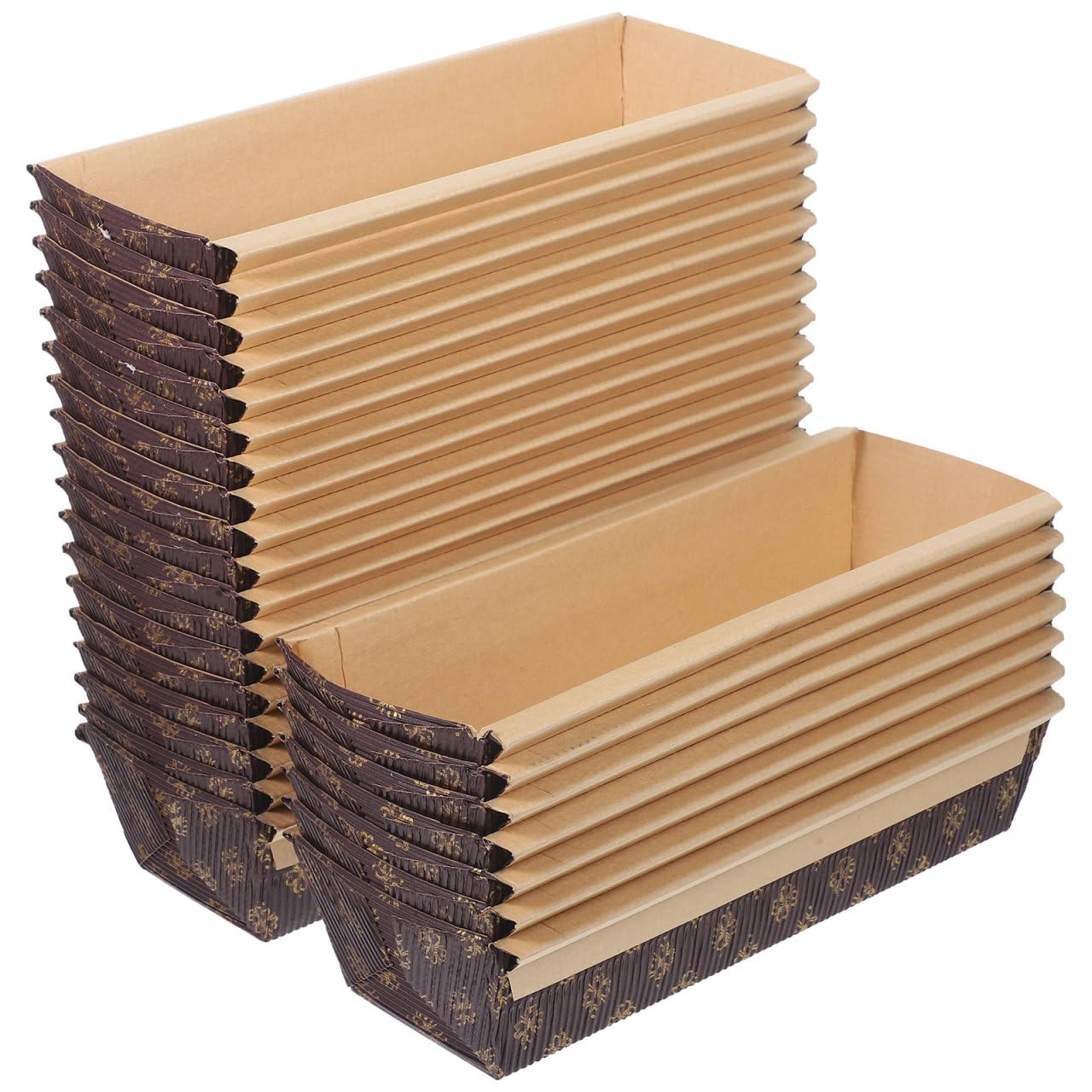 Abaodam Large Rectangular Corrugated Paper Loaf Pans for Baking 25pcs Disposable Cake Paper Trays Greaseproof and Oven Safe for Bread and Holiday Treats
