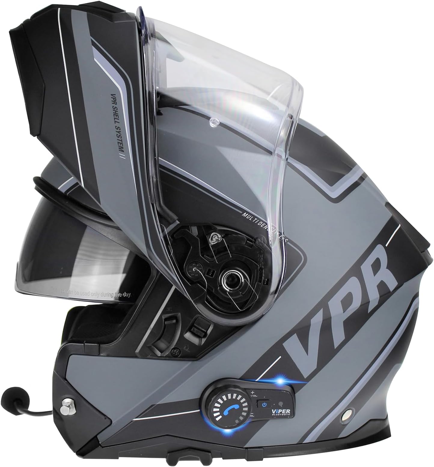 ViPER RSV191 Flip up Motorcycle Helmet with Blinc Bluetooth - Modular Double Visor Motorbike Helmets - Microphone Dual Speaker for Hands & Noise Free Automatic Answering ECE/ACU Gold Approved