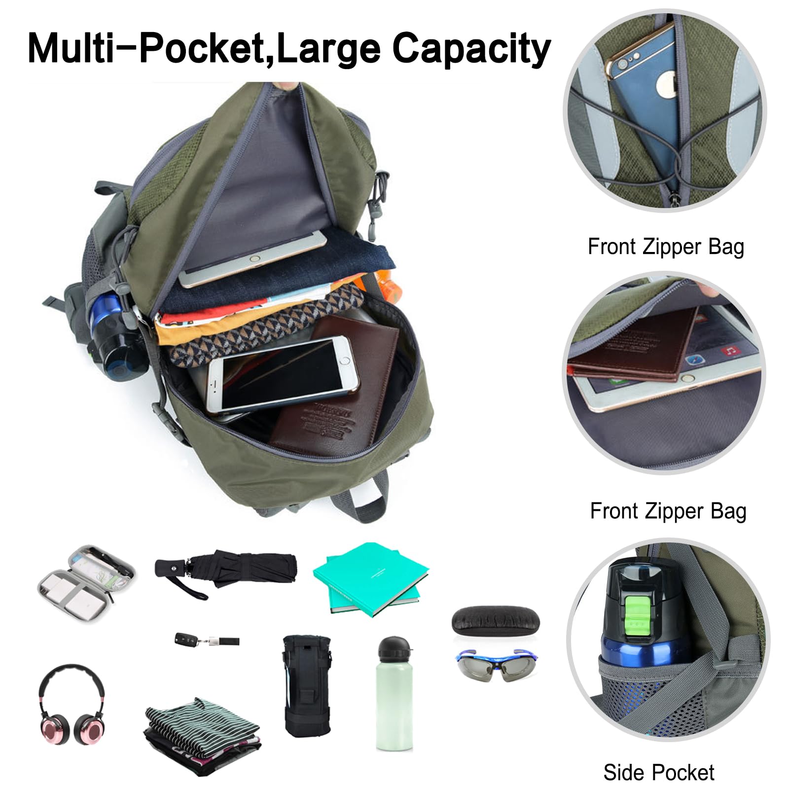 30L Plecak turystyczny Wodoodporny Plecak trekkingowy Wytrzymały plecak dla kobiet mężczyzn Kemping Wspinaczka Podróże Sporty outdoorowe Niebieski