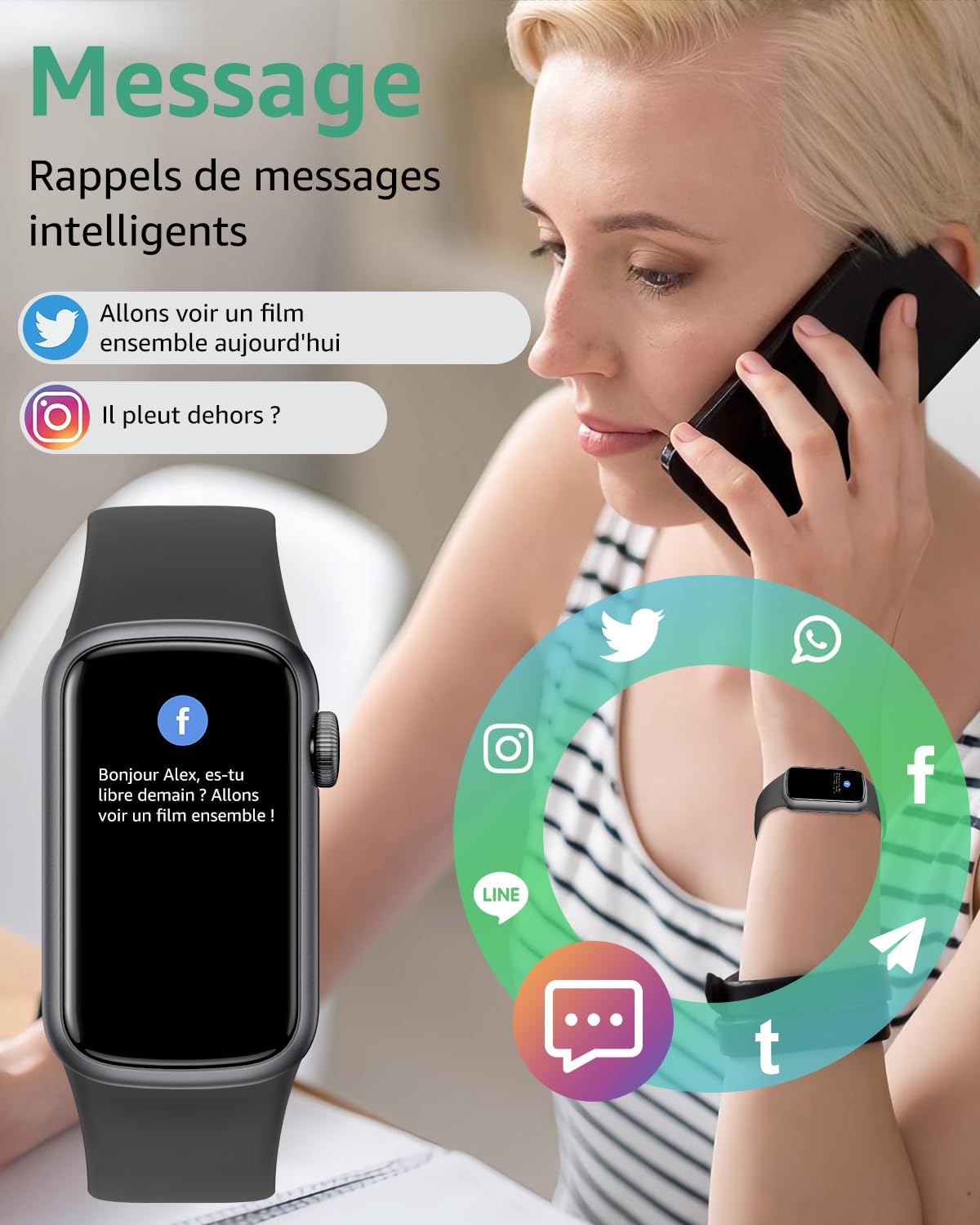 IMFRCHCS Montre Connectée Femme Homme, 1,47'' Smartwatch avec 137+ Modes Sportifs, Fitness Tracker avec Cardiofréquencemètre, Sommeil, Podomètre, Etanche IP68, Montre Intelligente pour Android iOS