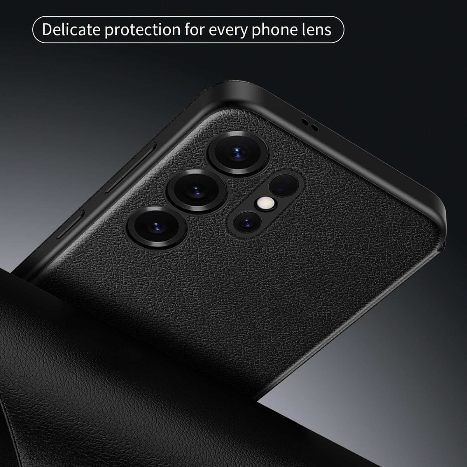 Skórzane etui do Samsung Galaxy S25 Ultra/S25 Plus/S25, etui z klapką Smart Wake Flip View, osłona obiektywu bocznego, szare, S25 Ultra