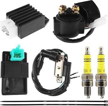 PRO BAT 110cc Ignition Coil Starter Solenoid Voltage Regulator CDI Compatible with 90cc 110cc 125cc Chinese ATV Quad 4 Wheeler 4-Stroke Go Kart Dirt Bike Taotao Coolster Baja SSR Lifan CRF70 Parts