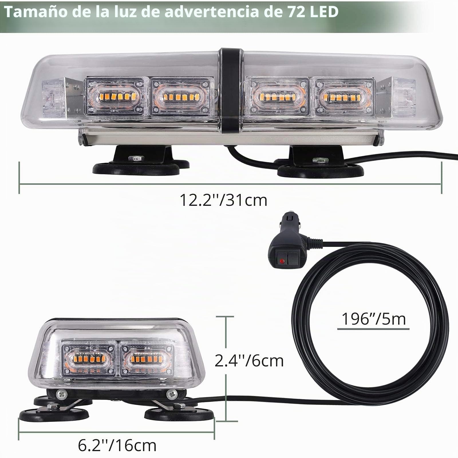 EYPINS Luces de Advertencia, 72 LED Luz de Intermitente de Emergencia, Luz de Advertencia de Recuperación, Luz Estroboscópica de Advertencia para Camión de 36 W, 12/24 V, Ámbar