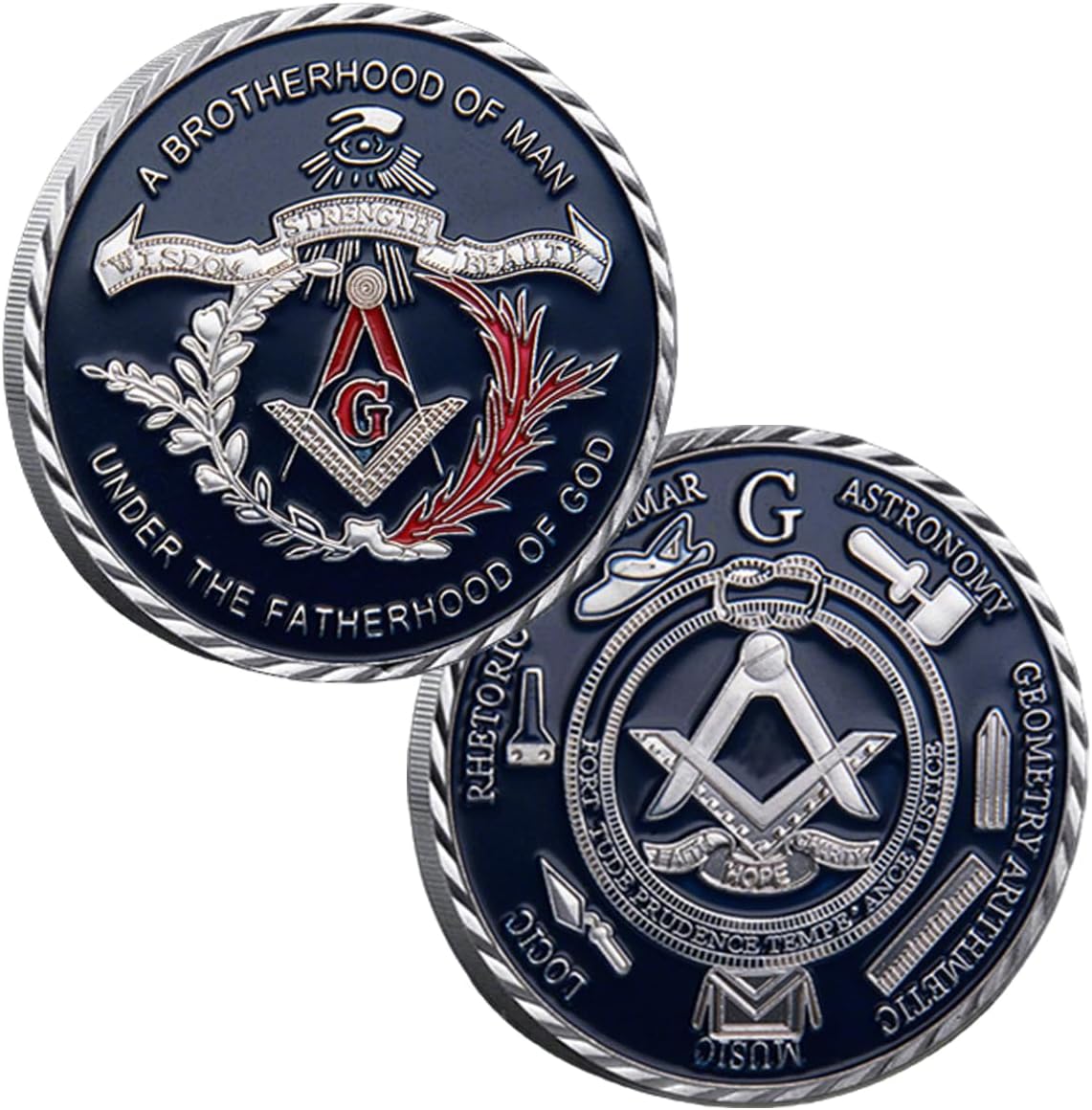 A Brotherhood of Man Masonic Challenge Coin, Mason Brotherhood Challenge Coin Blue Lodge Gold Coin