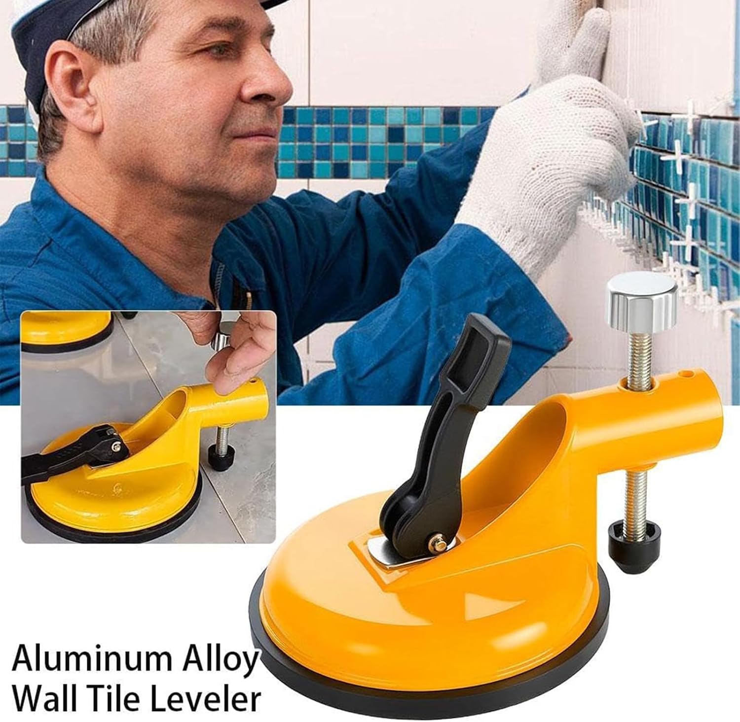 Adjustable Height Setter - Professional Countertop Leveling Tool, Aluminum Alloy Adjustable Height Setter r for Granite, Marble, Quartz Slabs (2 Pcs,Yellow+Red)