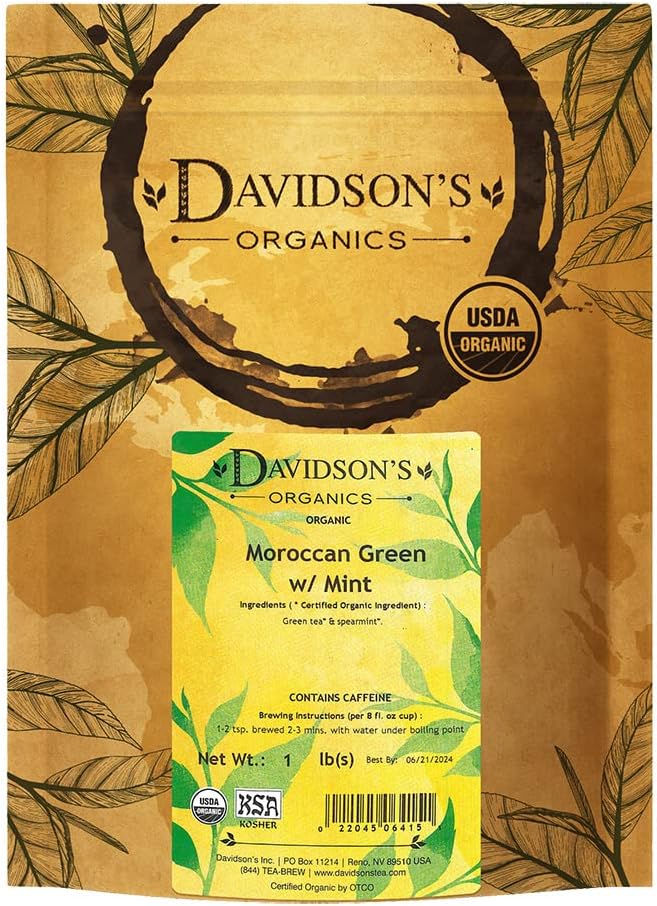 Tea Bulk, Moroccan Green with Mint, 16 Ounce