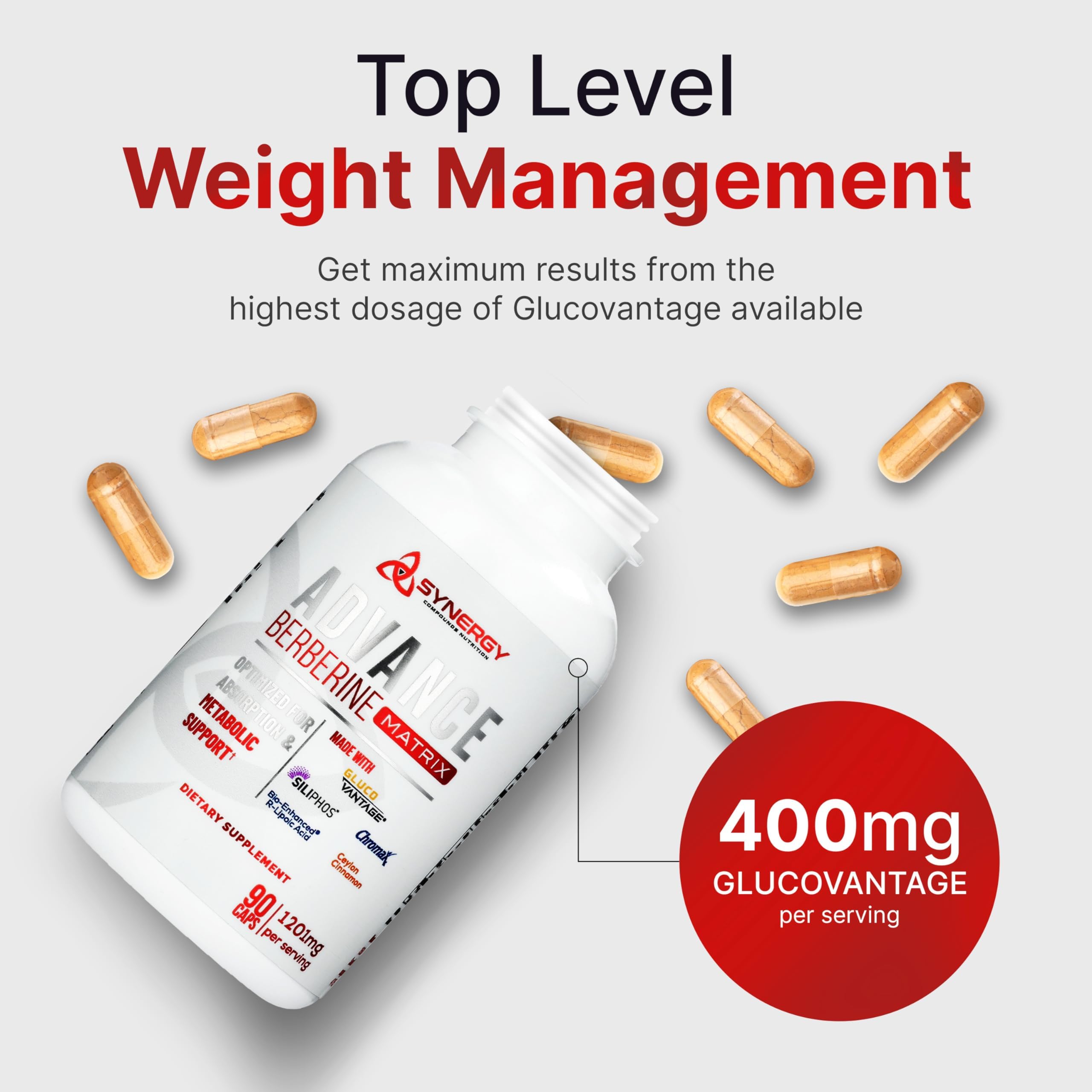 Synergy Compounds Nutrition Advance Berberine Matrix 90caps: GlucoVantage (Dihydroberberine), Siliphos (Milk Thistle w/Phospholipids), Cinnulin PF (Cinnamon Cassia Extract), Bio-Enhance RALA