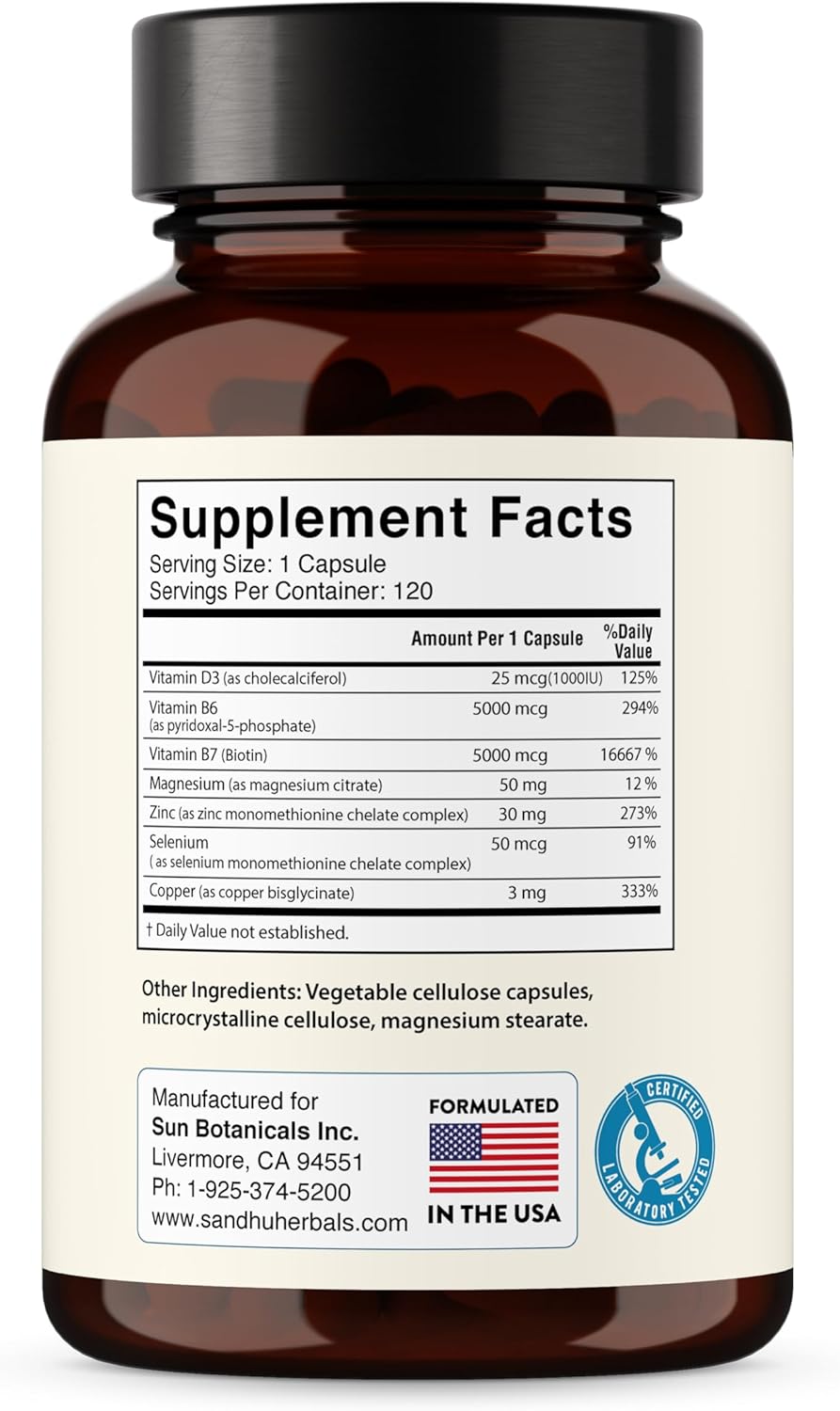Zinc 30mg With Copper, Selenium & Vitamin D3 | 120 Capsules | Magnesium, Vitamin B6, Biotin | Absorbable Zink Supplements for Men & Women | Chelated Zinc for Immune Health, Skin, Hair, & Nails Support