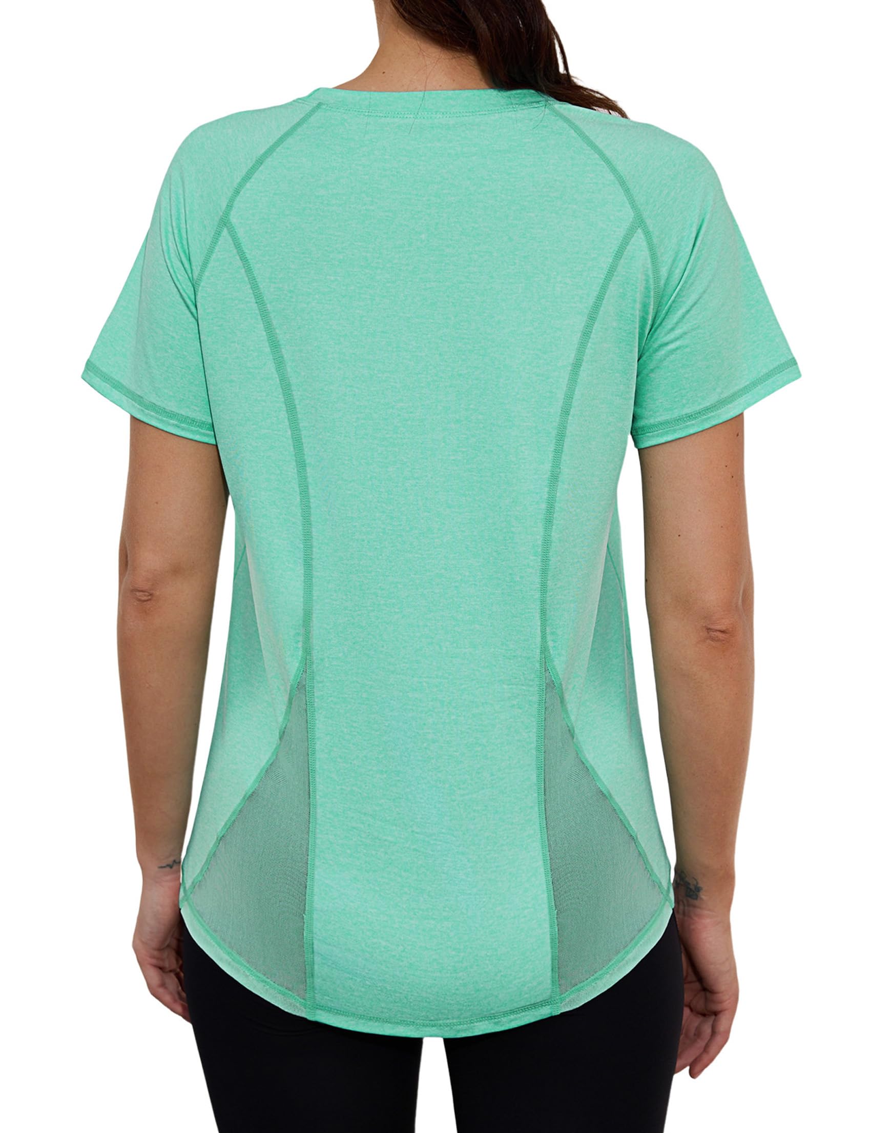 Terecey Sport Tshirt Damen Rundhals UPF 50+ Funktionsshirt Basic Loose Fit Kurzarmshirt Leichtes Einfarbig Laufshirt Schnell Trocknend Sommer Atmungsaktiv Fitness Yoga Top S-3XL