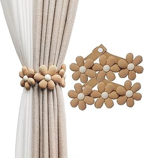 カーテンタイ フラワーカーテンバックル 2個 かわいい花のカーテンタイ 装飾ロープ 寝室の窓の装飾用(ブラウン)