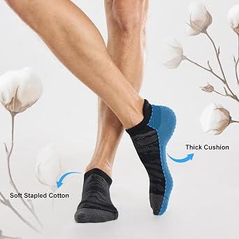 FITRELL 6 Pack Men's Ankle Running Socks Low Cut Cushioned Athletic Sports Socks 7-9/9-12/12-15