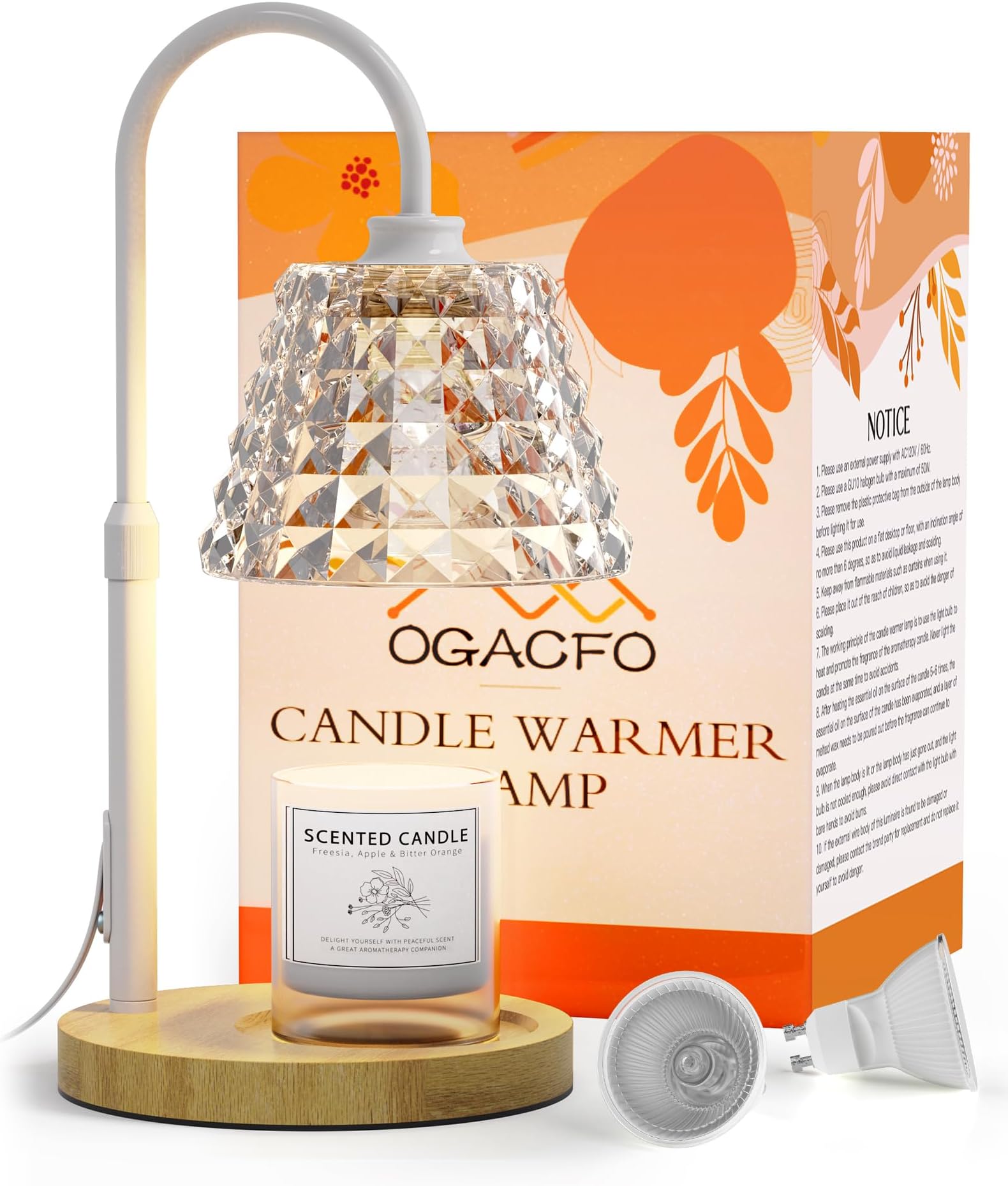 Candle Warmer Lamp with Timer - Adjustable Height w/2 Bulbs, 4 Levels Dimmable -Ideal Bedroom Home Decor & Graduation Gifts for Women Electric Wax Melter Widened Design for Various Scented Candles