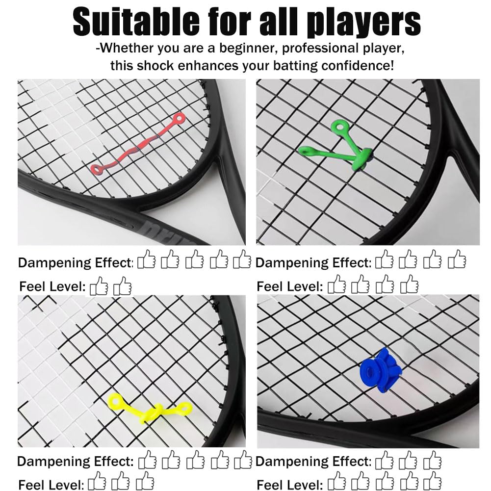 spintenis Tennis Racket Vibration Dampeners, Neon Colors, 4-Pack, Racket String Silicone Shock Absorbers, Ideal Gift for Tennis Lovers