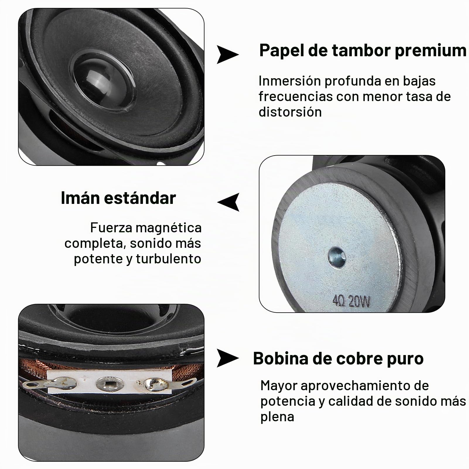 2 altavoces de audio estéreo de rango completo de 3 pulgadas, 4 ohmios, 20 W, para Arduino, bricolaje, impermeable, alta fidelidad, altavoz de audio para coche, subwoofer, sistemas estéreo
