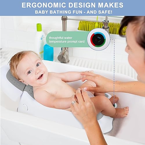 Miniatura 2 de Soporte de baño para bebé, ideal para bebés de menos de 6 meses de edad, con termómetro ajustable para bañera para recién nacidos, bañeras para