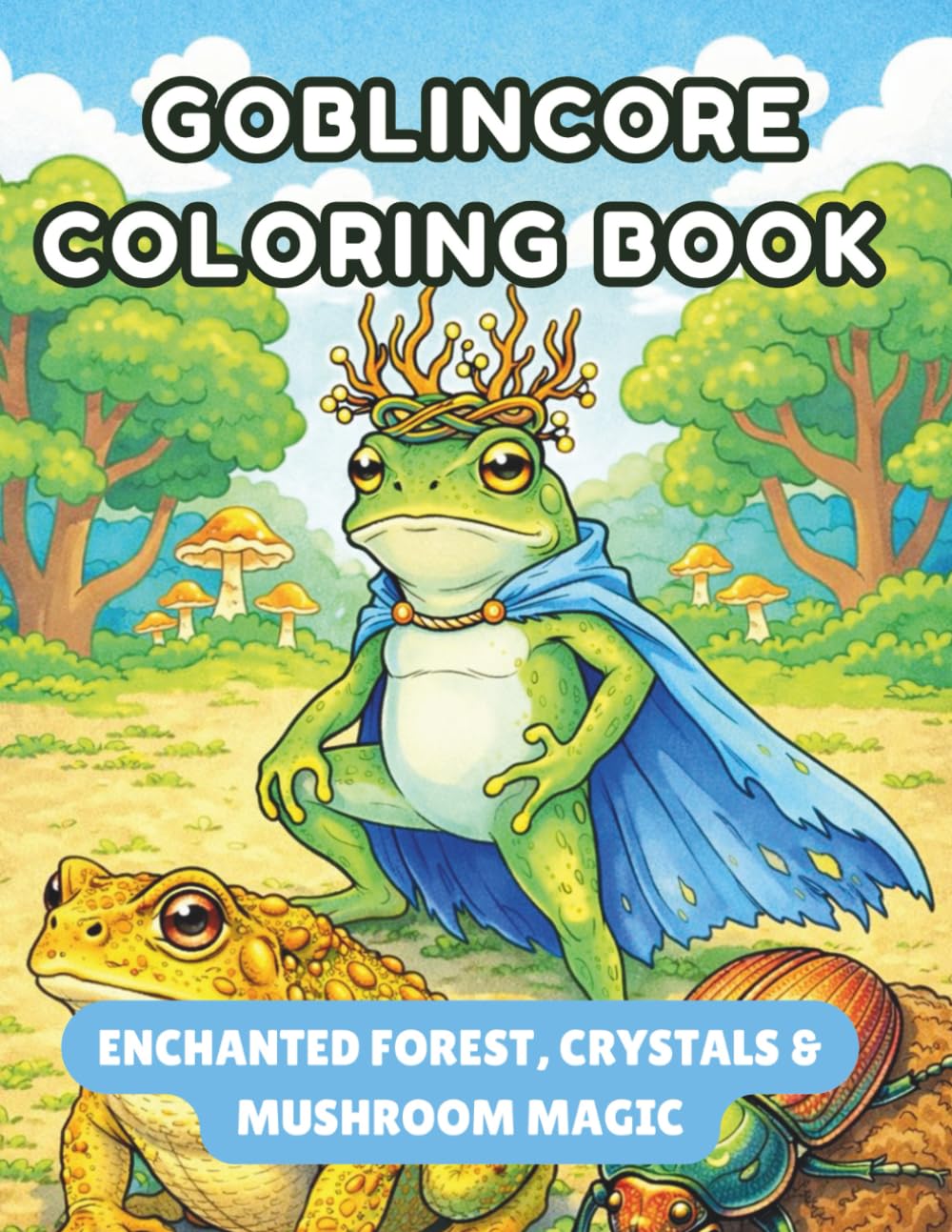 Goblincore Coloring Book: Enchanted Forest, Crystals & Mushroom Magic: 50 Pages 8.5 x 11 Relaxing Adult Coloring Book with Nature, Mushrooms, Forest Creatures, and Fantasy-Inspired Designs