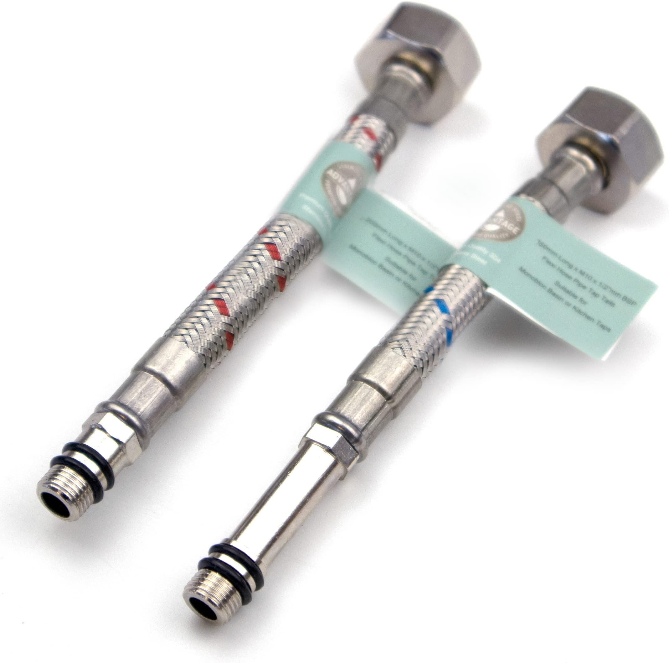 Xcel Home™ 2 x 10mm (M10) x 1/2" BSP (150mm Long) Flexible Tap Connector Pipes | Monobloc Tap Connectors Kitchen Sink/Bathroom Basin Flexi Pipe Tails