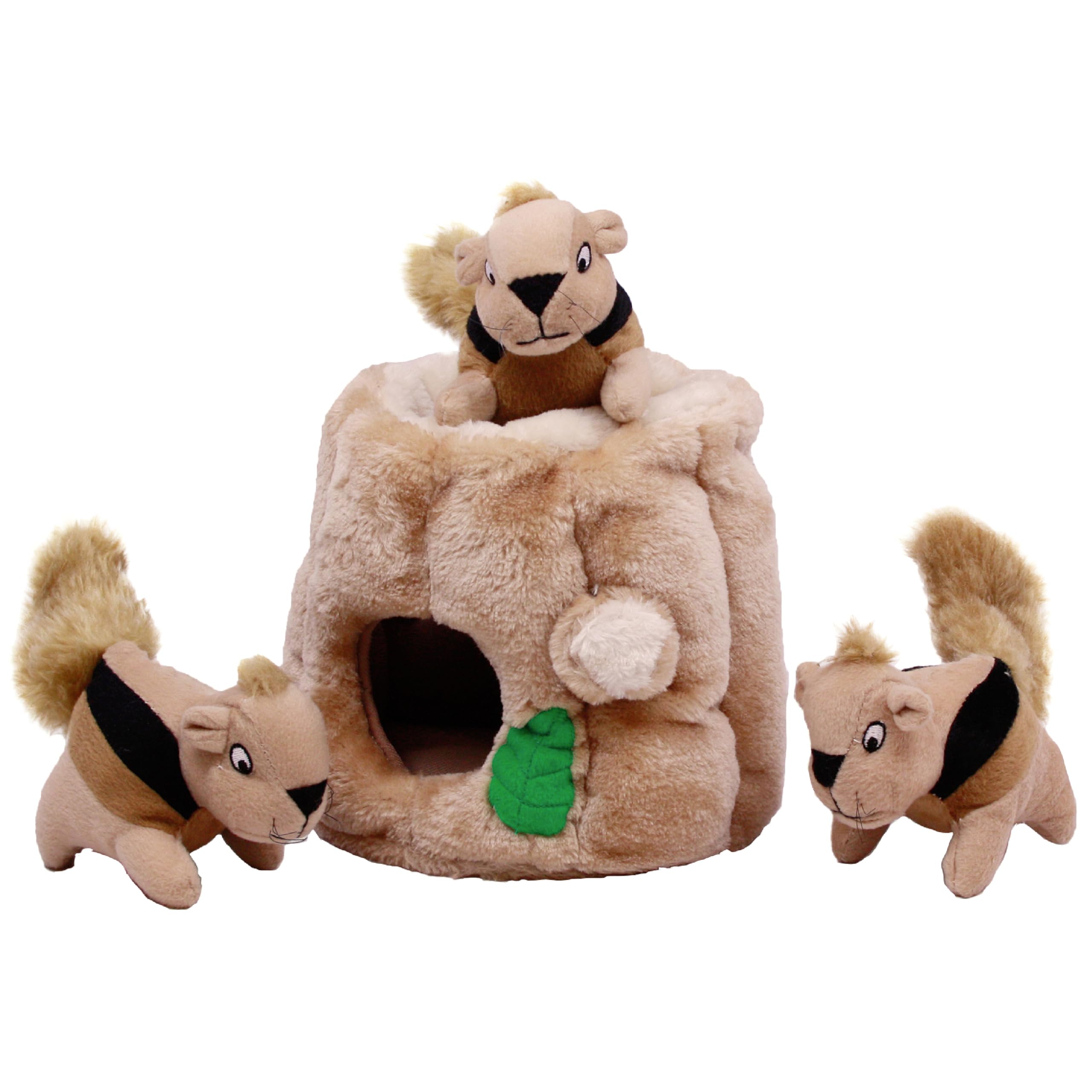 Outward Hound Hide-A-Squirrel Plush Squeaky Dog Toy, Medium, 6.5" x 6.5"