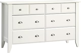 Sauder Shoal Creek Dresser, L: 54.65" x W: 18.43" x H: 33.03", Soft White finish