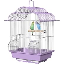 16-inch Small Bird Cage for Home or Travel with Handle,Feeder & Perch,Lightweight Parakeet Carrier Cage,Bird Starter Kit for Canaries Budgies Lovebirds Conures Cockatiels Blue
