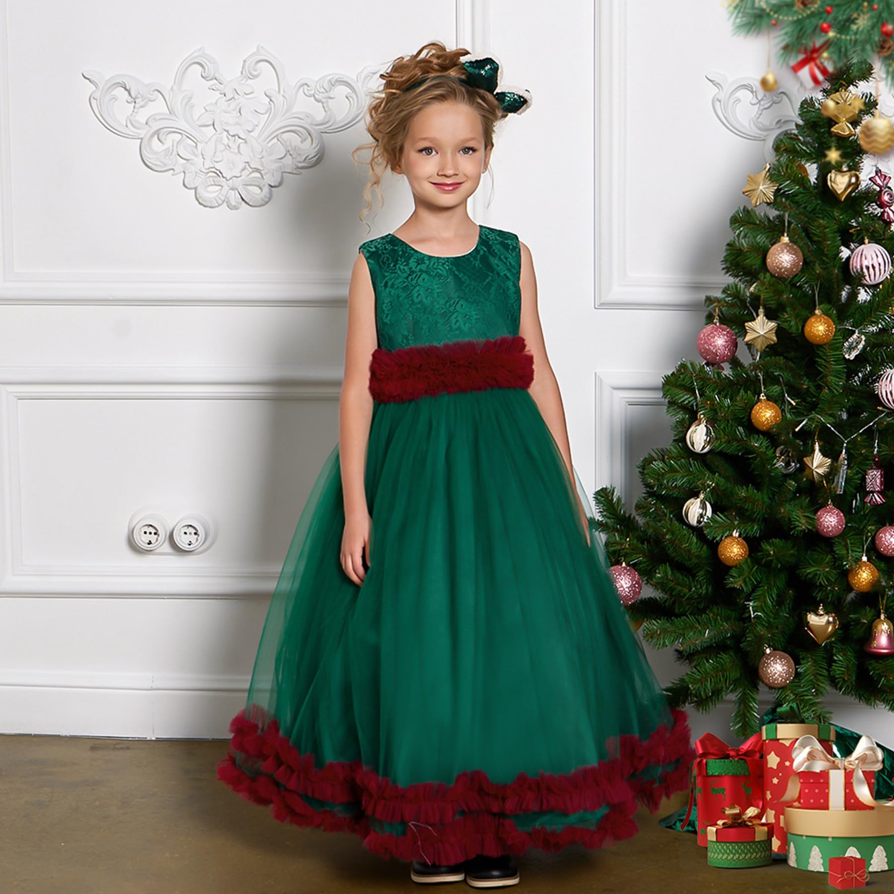 Cichic Elegante vestido largo para niñas pequeñas y grandes, para fiesta de cumpleaños, boda, desfile, graduación, graduación, 4-14 años