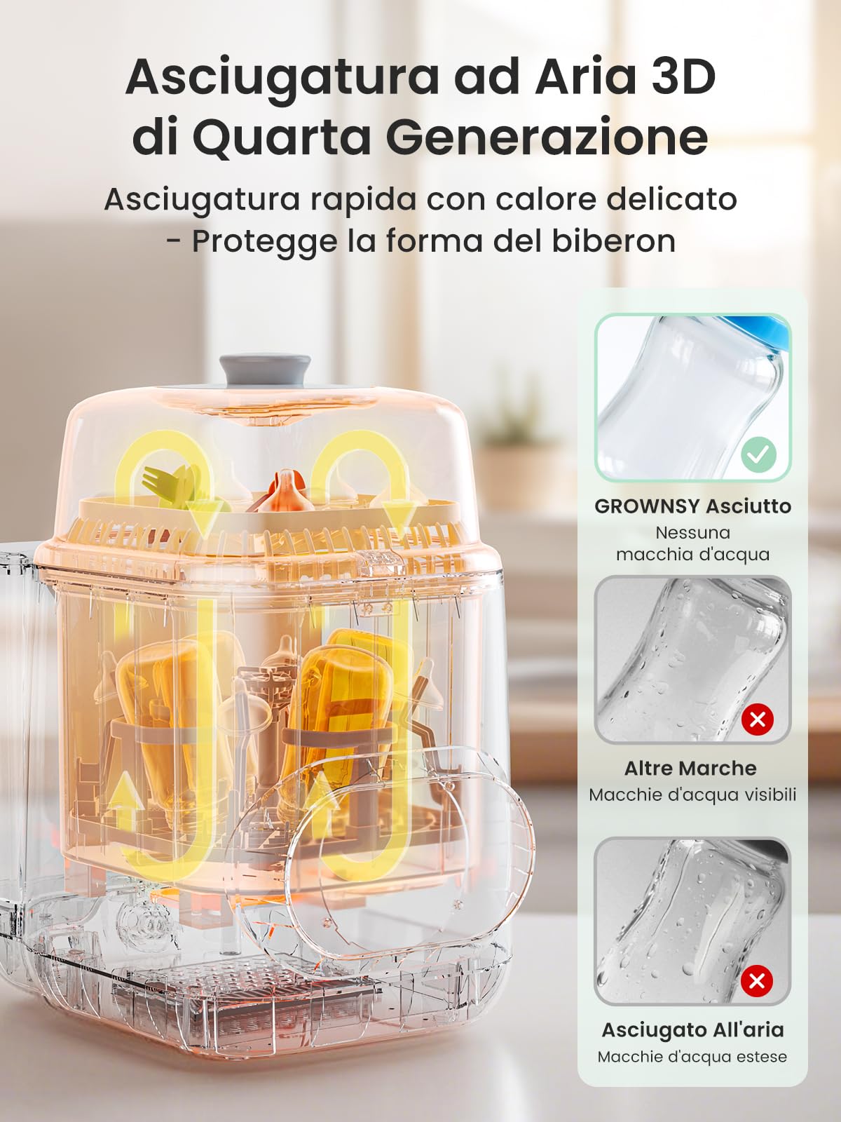 Grownsy EaseClean Baby Bottle Washer Pro | Lavaggio, Sterilizzatore e Asciuga | Per Biberon, Tiralatte e Accessori | Sostituisce il Lavaggio a Mano