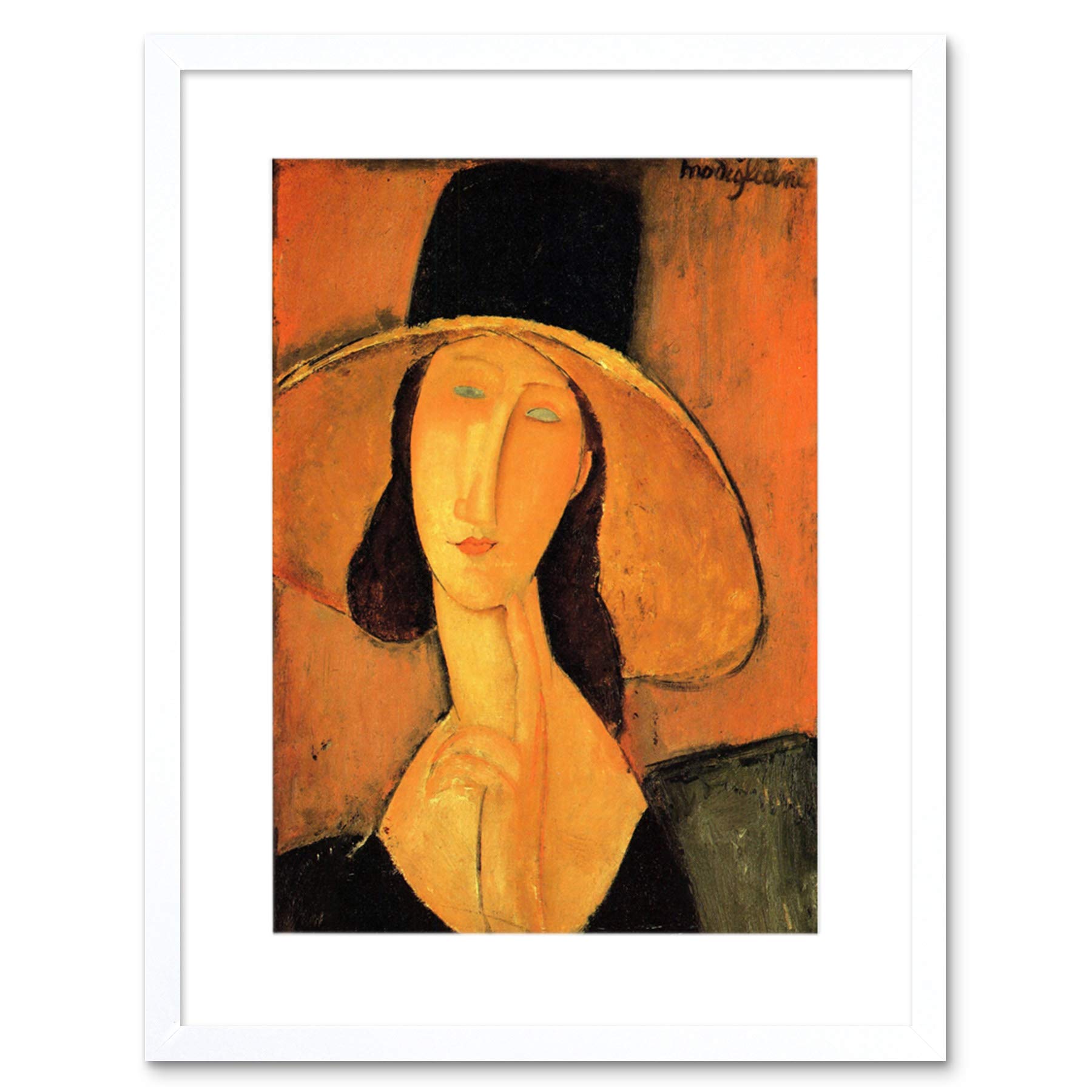 Wee Blue Coo Painting Amedeo Modigliani Woman With Hat Framed Wall Art Print