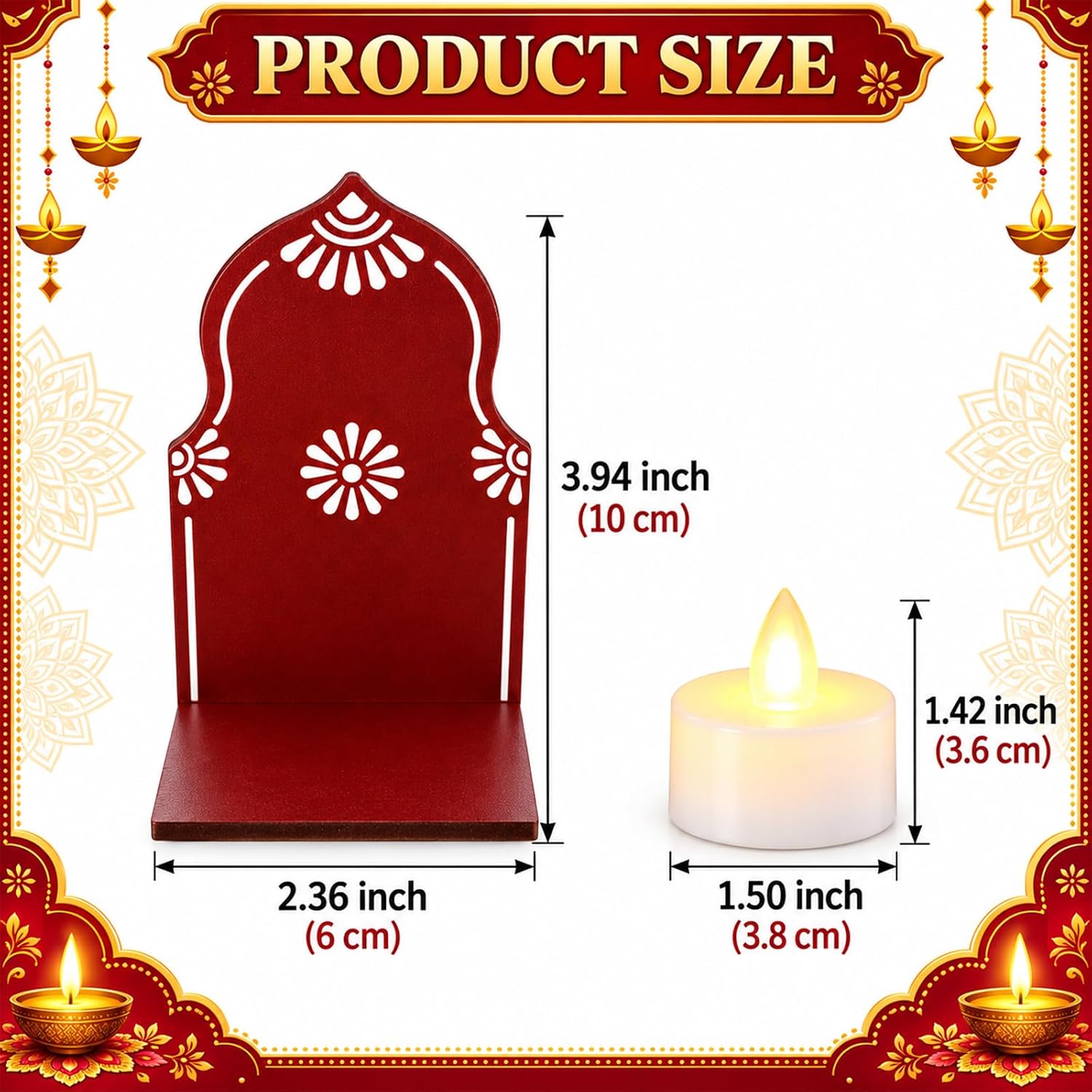 Fuutreo 24 Pcs Diwali Tealight Candle Holder Diwali Decor Jharokha Design