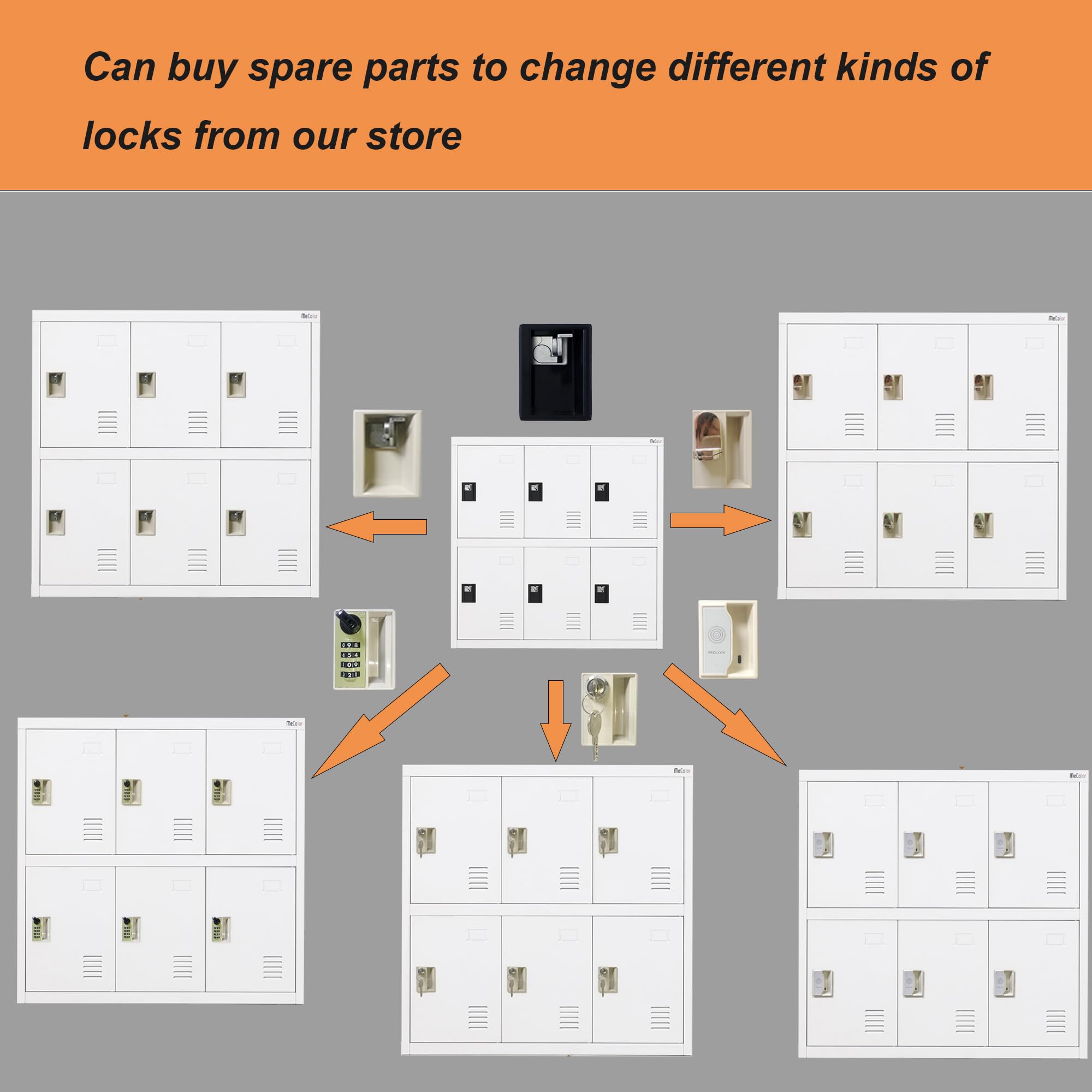 MECOLOR Kleiner Schrank mit 4,6 und 9 Türen für Mitarbeiter oder Büropersonal aus Metall für Zuhause, Supermärkte, Fitnessstudios, Einkaufszentren für Dokumente, Stoffe, Taschen