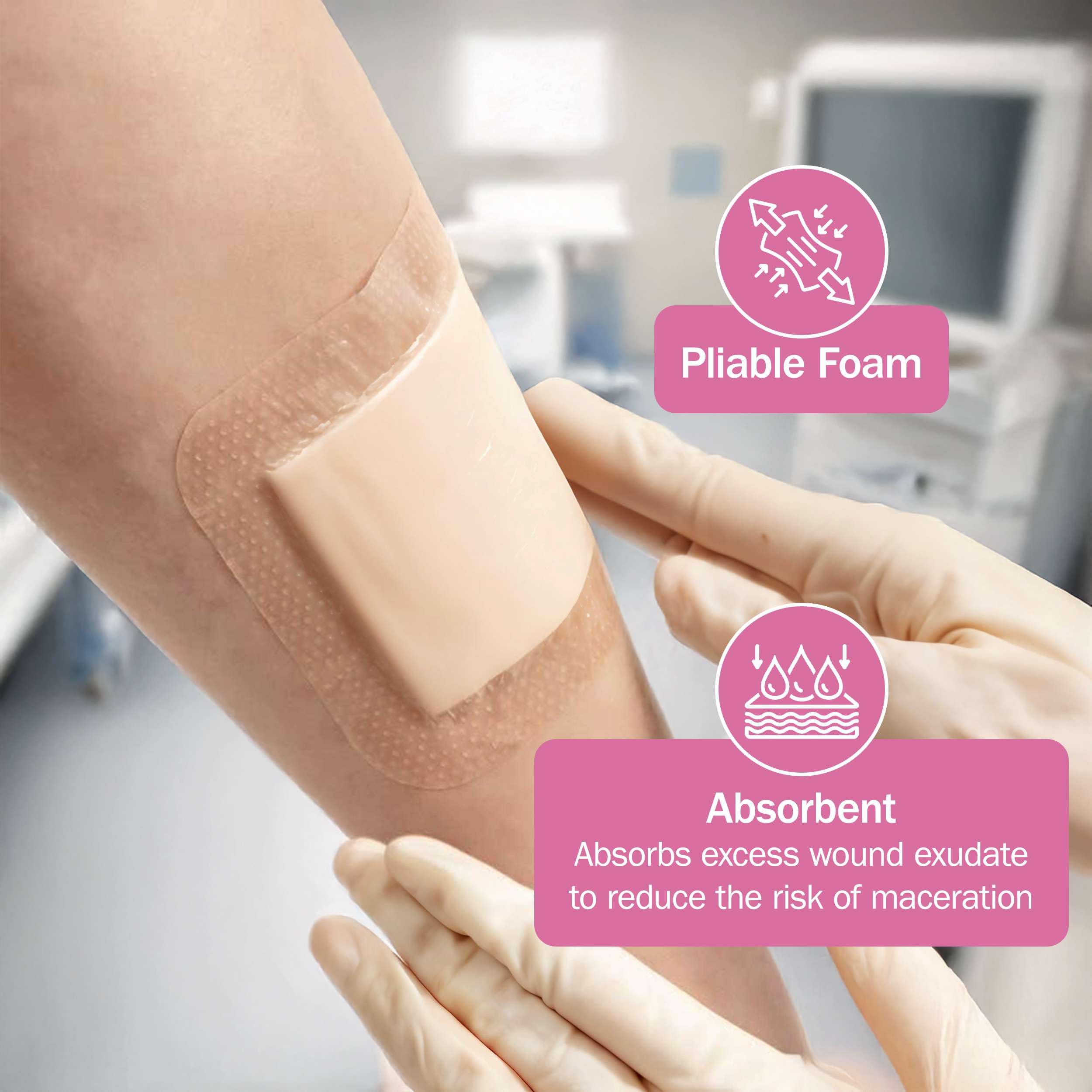 Lot de 10 pansements stériles en mousse de silicone avec bordure 3 x 3 pour le soin des plaies et les pansements absorbants contre les plaies - Bon pour les peaux sensibles