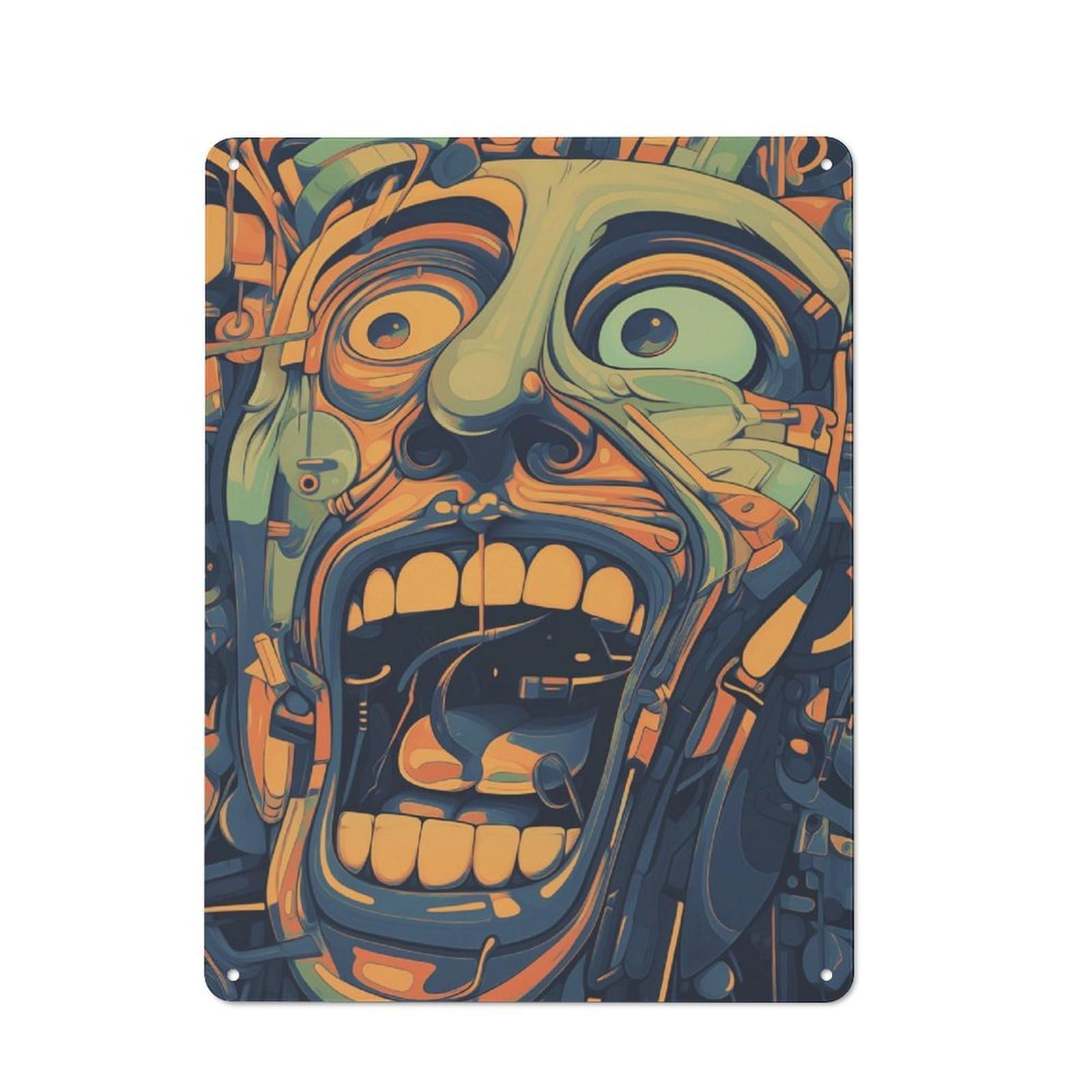 Junmoney Crazy Face For Garden Room Or Summerhouse, Retro Tin Sign 40X30cm, For Garage, Workshop And Man Cave Decoration