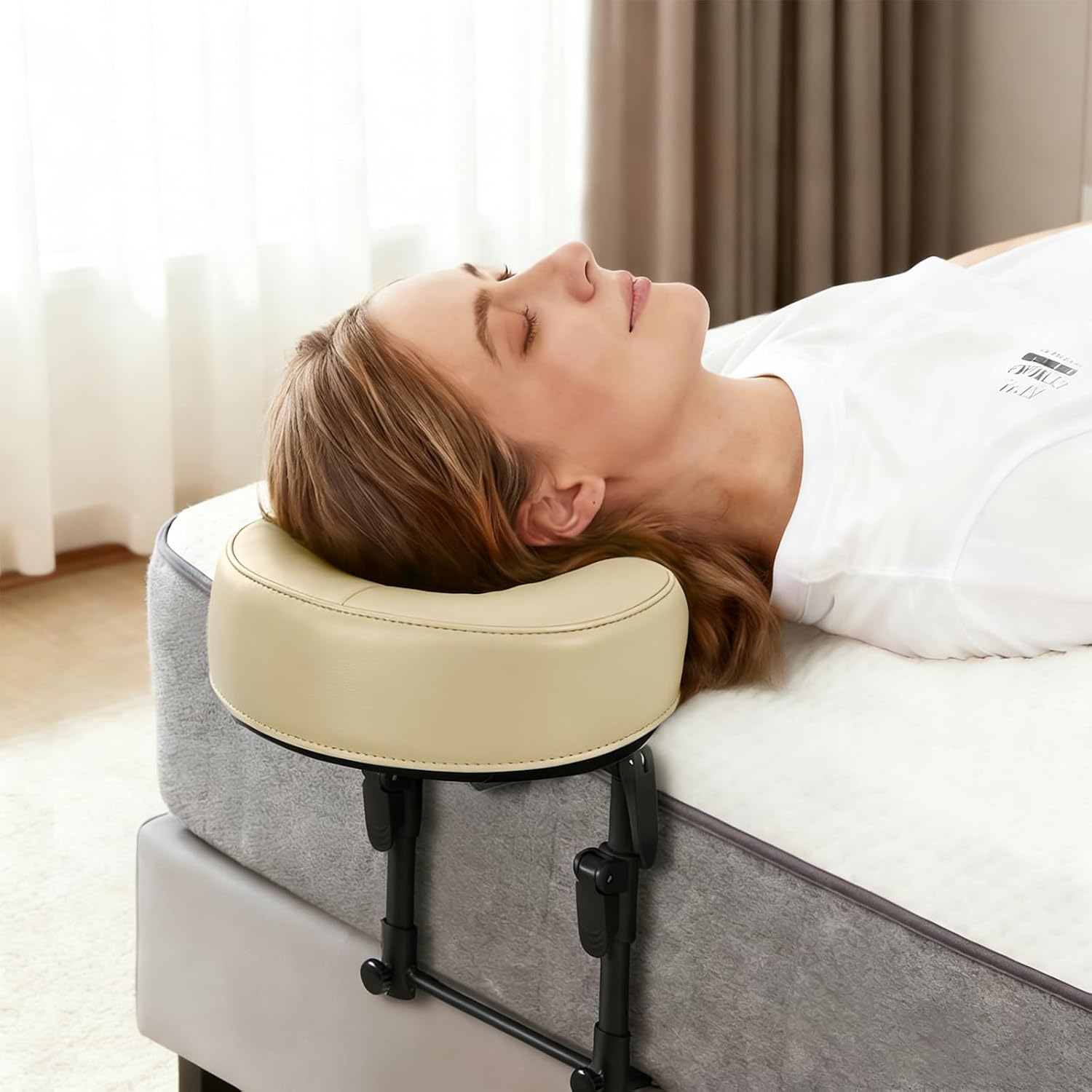 Massage Headrest for Bed, Massage Home Mattress Top Massage Kit, Adjustable Headrest Face Cushion Massage Table at Home, After Eye Surgery Adjustable Headrest Face Pillow Cradle (Yellow)