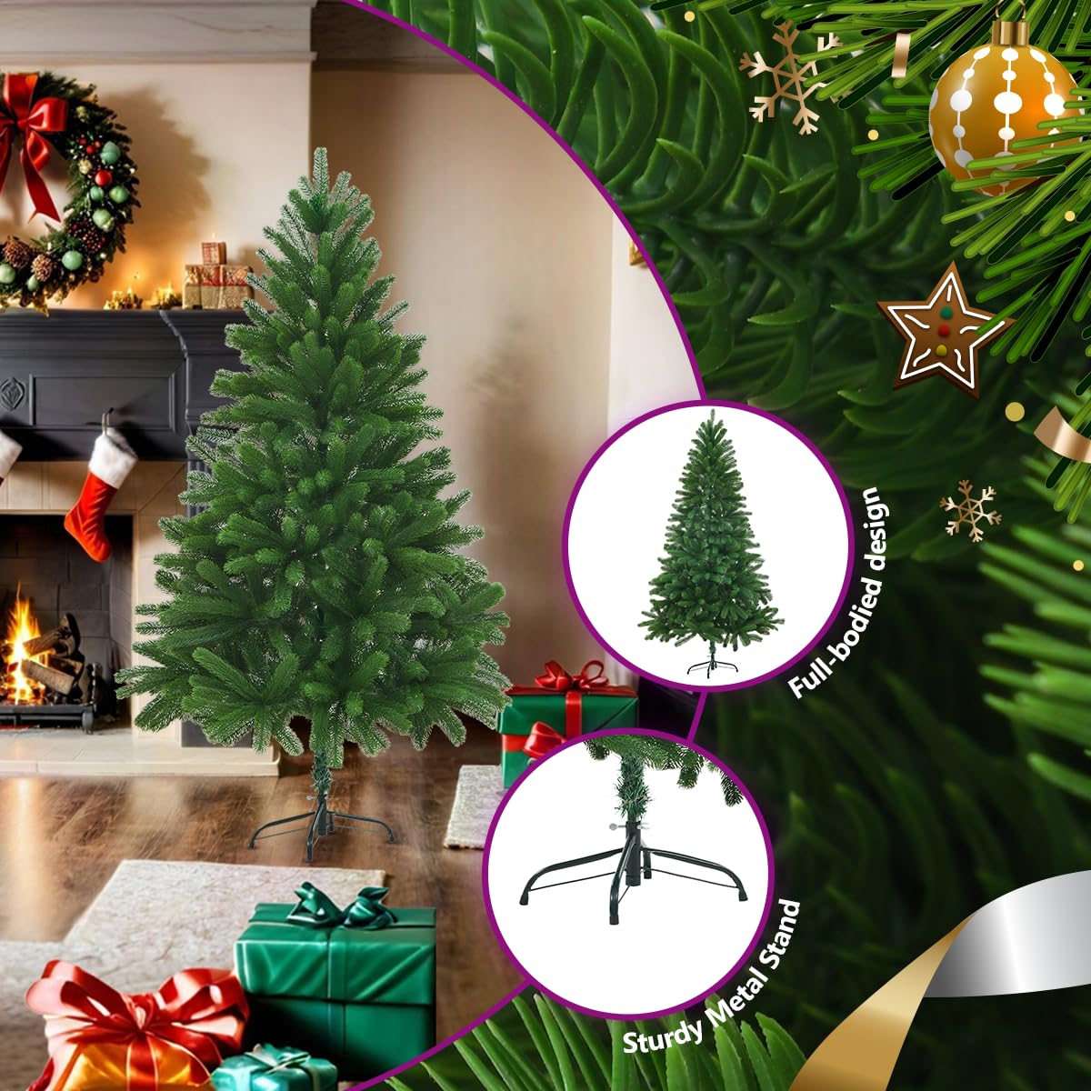 vidaXL Árbol de Navidad Artificial Hojas realistas Verde 180 cm