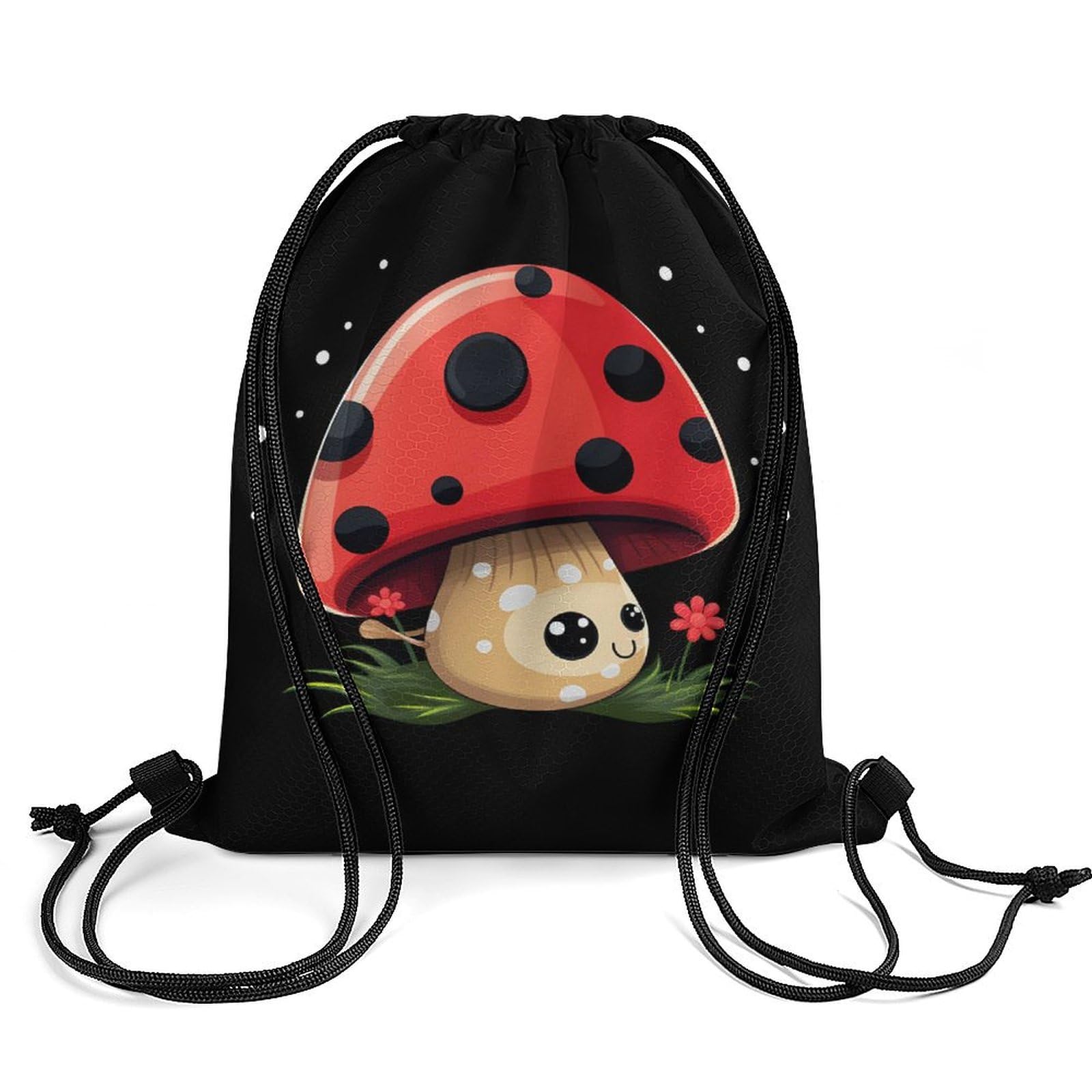 Cute Mushroom Drawstring Backpack Durable Sport Gym Bags Daypack for Men Women 35 * 42cm