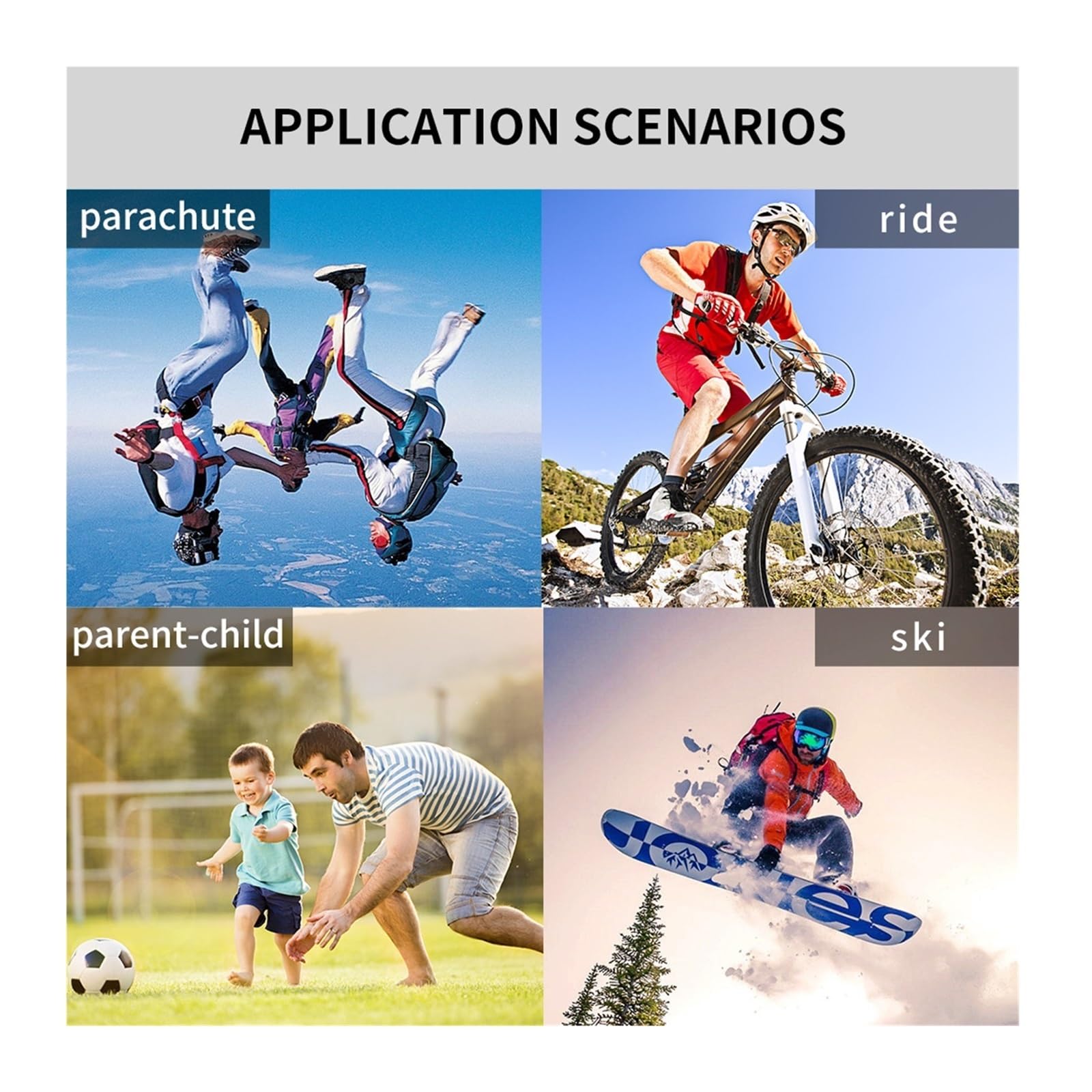 Kamera akcji Wykrywanie sportów na świeżym powietrzu Rejestrator wideo Cykliczna przenośna cyfrowa kamera samochodowa z ekranem LCD Wysoka Rozdzielczość(Add 64GB,White)