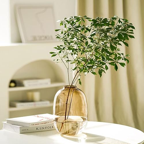 Miniatura 3 de Jarrón de vidrio ámbar para flores, jarrón alto de vidrio para decoración de suelo, jarrones decorativos para centros de mesa del hogar, decoración