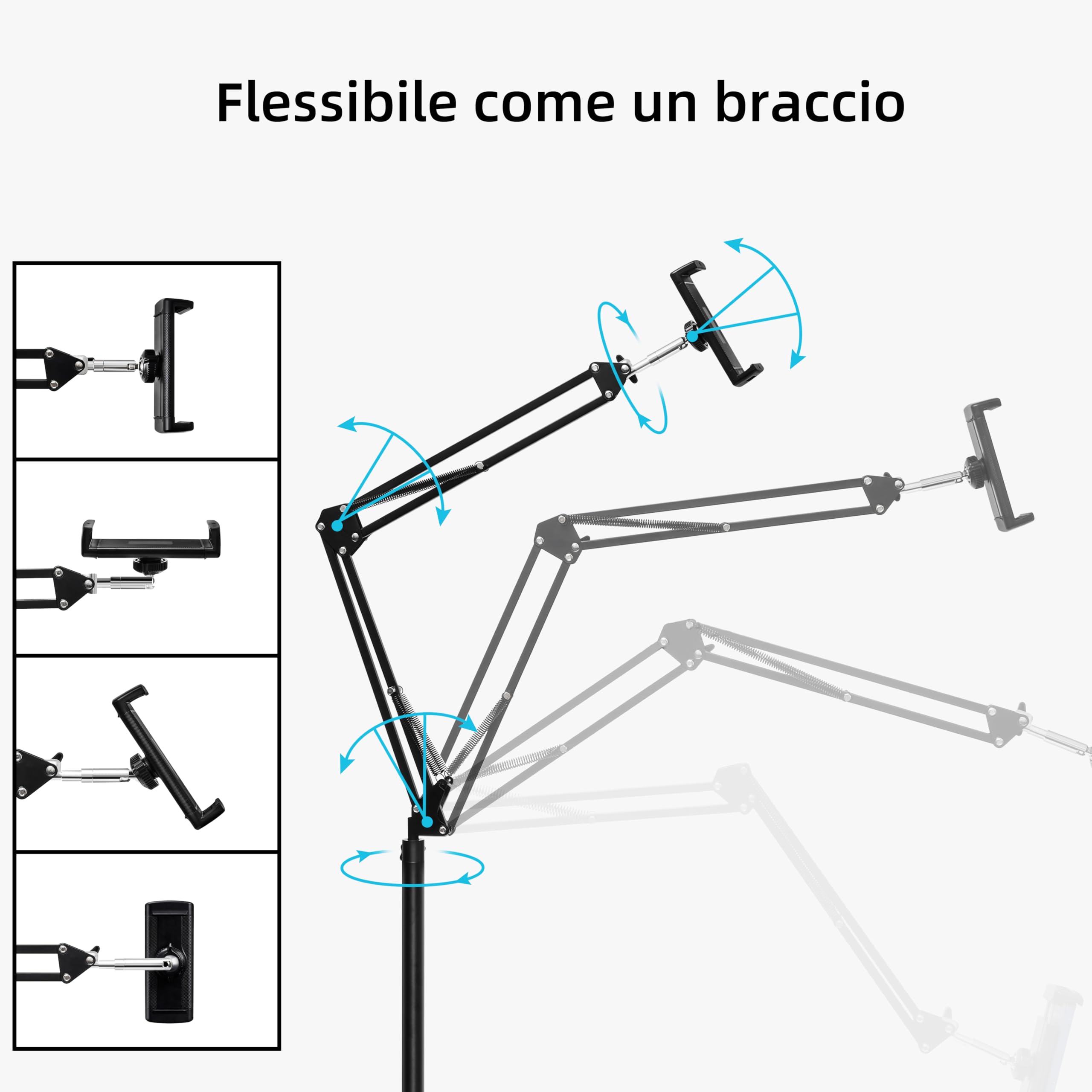 LanPavilion Supporto da pavimento per tablet regolabile compatibile iPad Pro Air iPhone Galaxy 11,9-33 cm