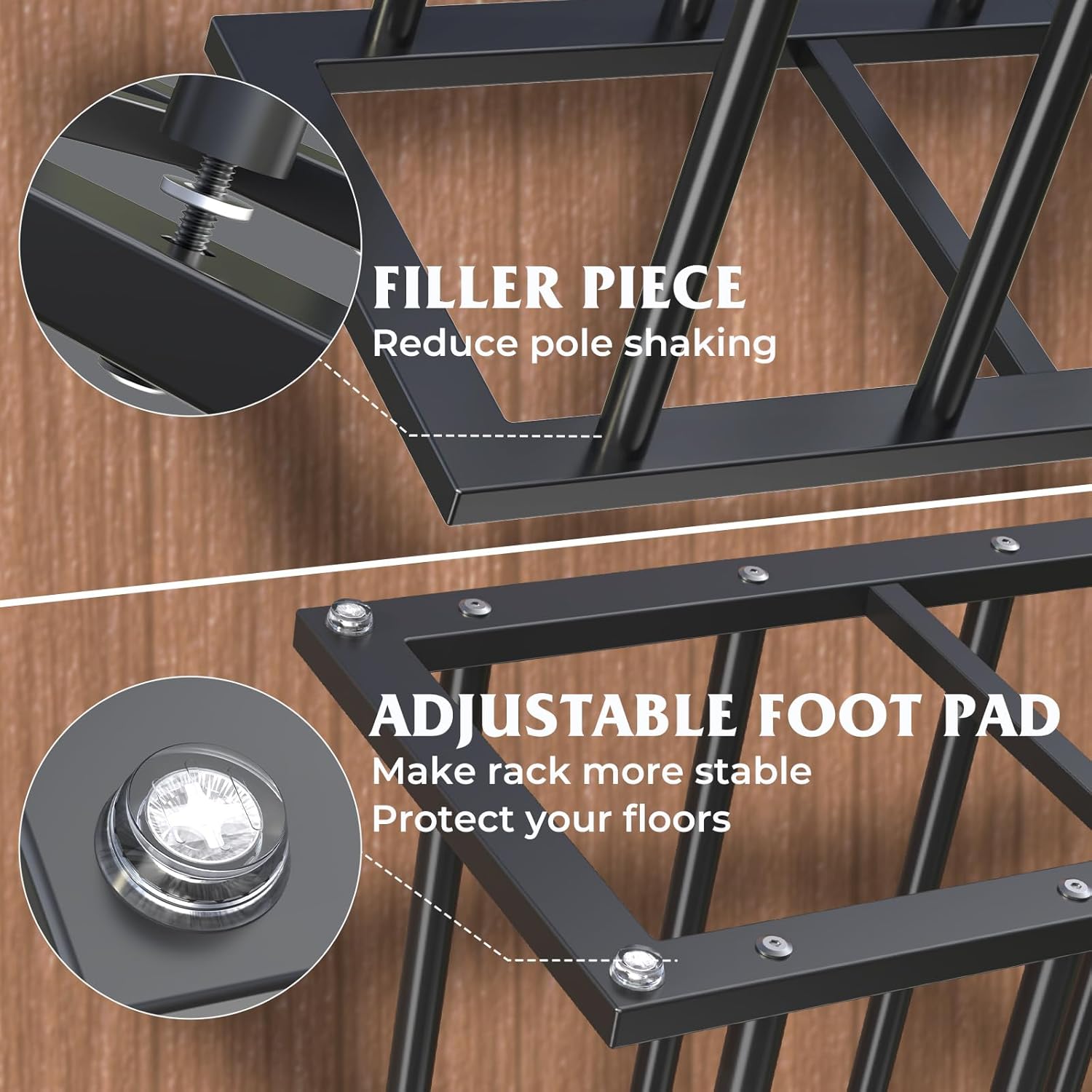 Boot Rack, 19.5 Inches Boot Rack Organizer Tall Boots, Stainless Steel Boot Storage Holder, Free Standing Boot Racks for 12 Pairs Entryway, Closet, Black, 2Pack