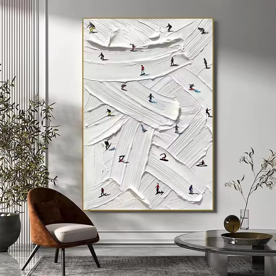 Peinture à l'huile ski sur toile 40x60cm pour réveiller un mur vide