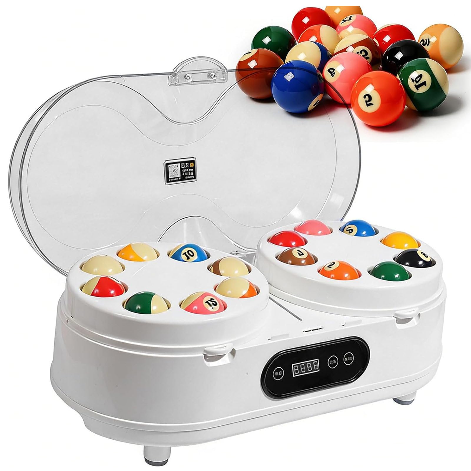 ZEEKYFOR Billiard Ball Cleaning Machine, Automatic Pool Ball Polisher Machine, Electric Billiards Balls Washer for Club Gym White-57.2mm/2.25"