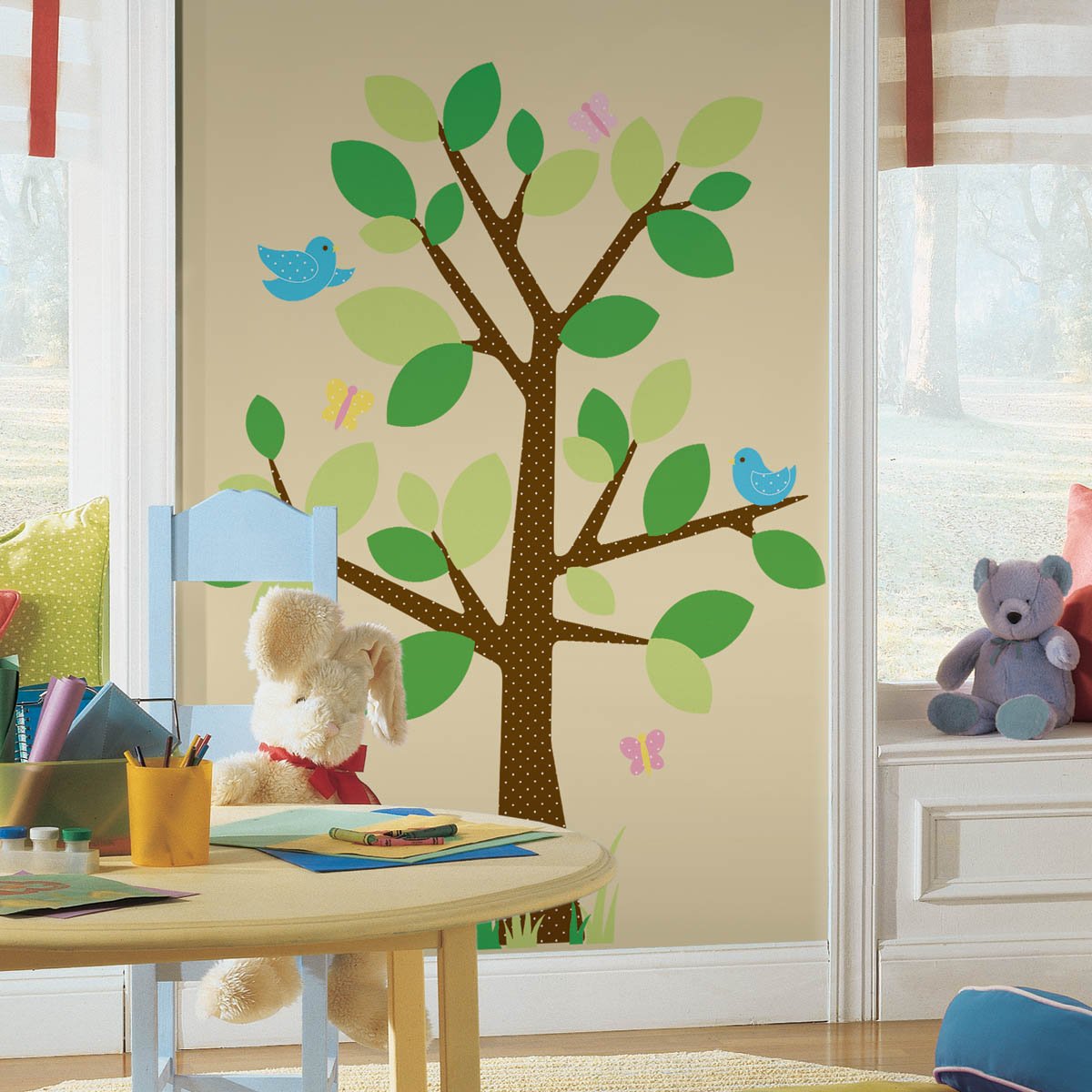 Snapklik.com : RoomMates RMK1319GM Dotted Tree Peel And Stick Wall Decals