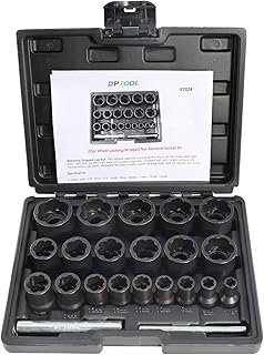 DPTOOL 22 Piece Bolt Nut Extractor Set, 1/2" and 3/8" Drive Impact Lug Nut Remover Socket Tool, Wheel Lock Removal Kit for Extracting Damaged, Stripped Frozen Nuts & Screws Twist Socket Set