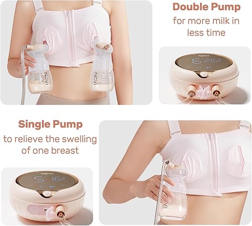 Miniatura 8 de NCVI 8128 Extractor de leche eléctrico doble para lactancia materna con 4 modos, 9 niveles, máquina de bomba recargable, fuerte succión para senos